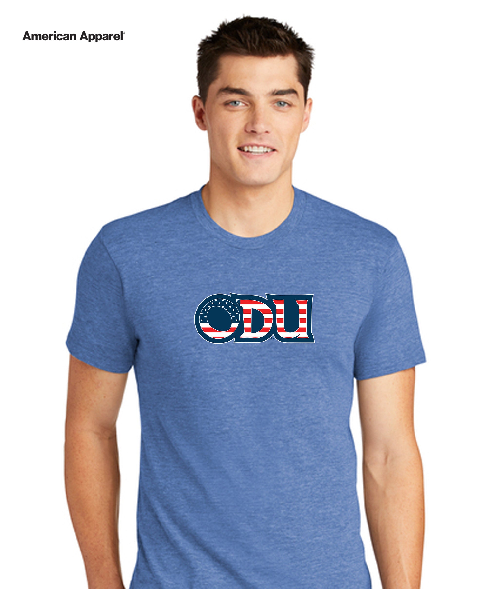 Old Dominion University, ODU Military - Military Logo, American Apparel® Tri-Blend Unisex Track T-Shirt - Hudson Blue