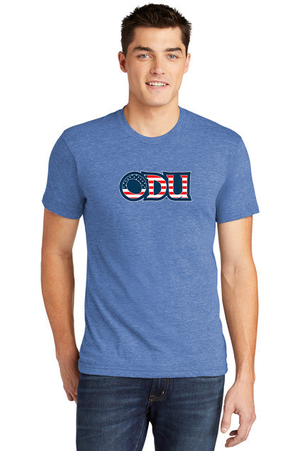 Old Dominion University, ODU Military - Military Logo, American Apparel® Tri-Blend Unisex Track T-Shirt - Hudson Blue