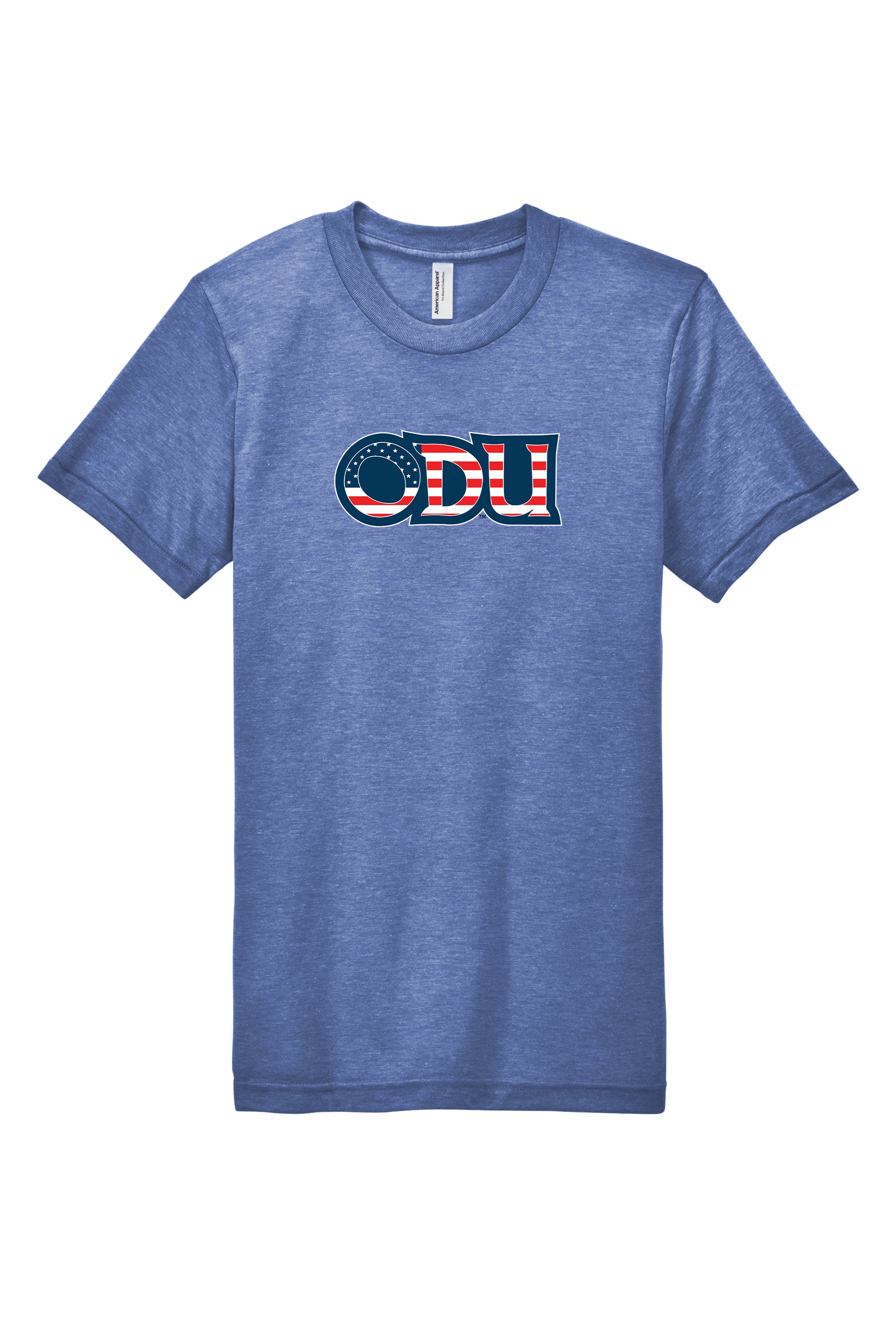 Old Dominion University, ODU Military - Military Logo, American Apparel® Tri-Blend Unisex Track T-Shirt - Hudson Blue