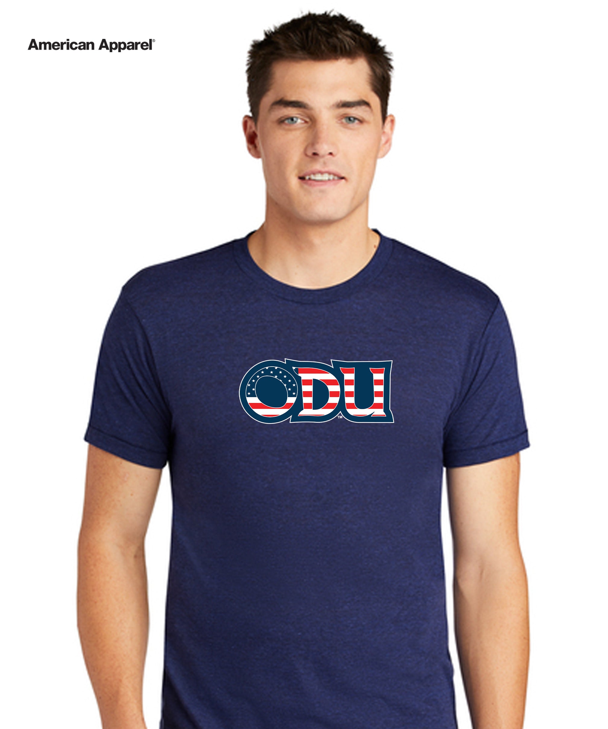Old Dominion University, ODU Military - Military Logo, American Apparel® Tri-Blend Unisex Track T-Shirt - Navy