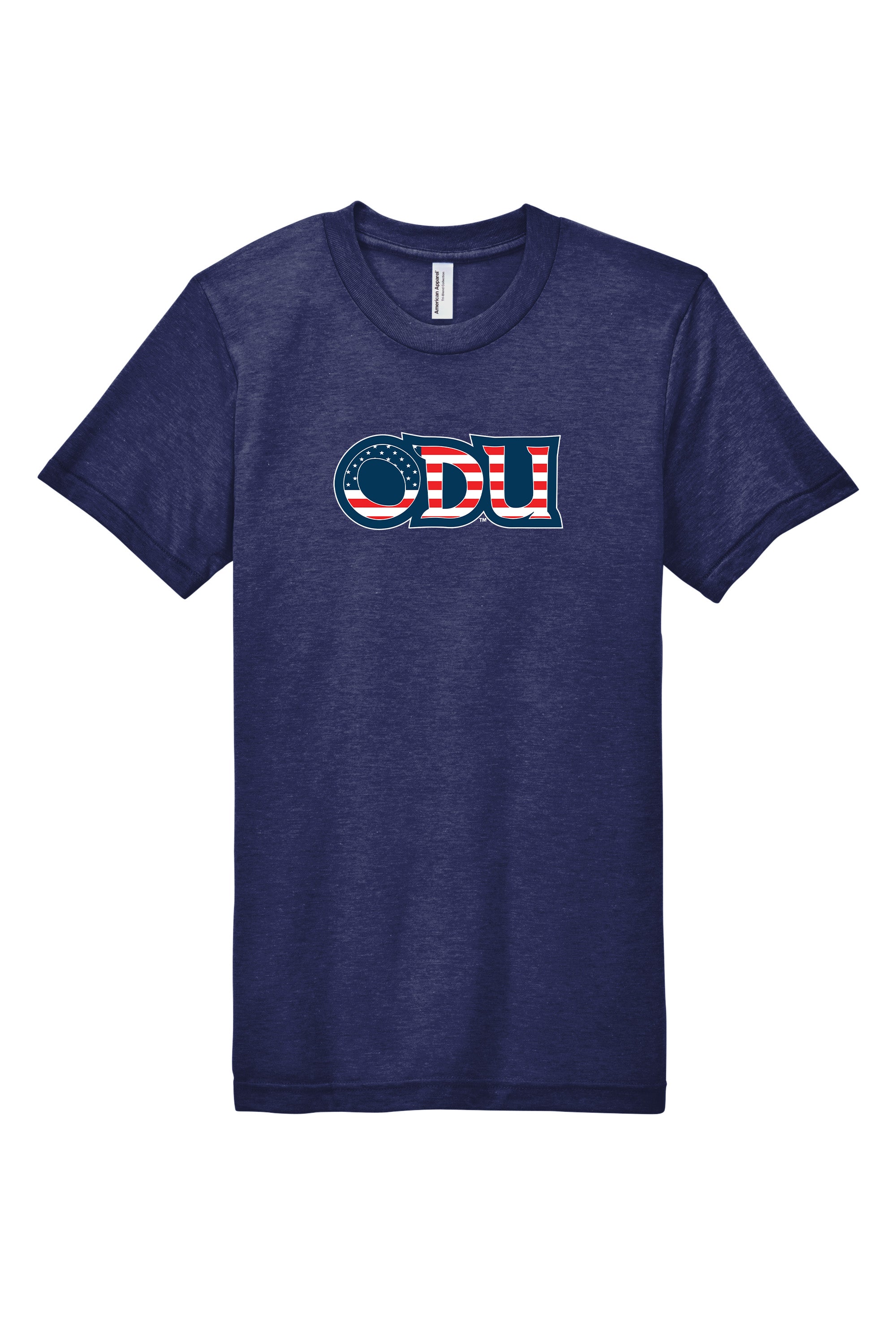 Old Dominion University, ODU Military - Military Logo, American Apparel® Tri-Blend Unisex Track T-Shirt - Navy