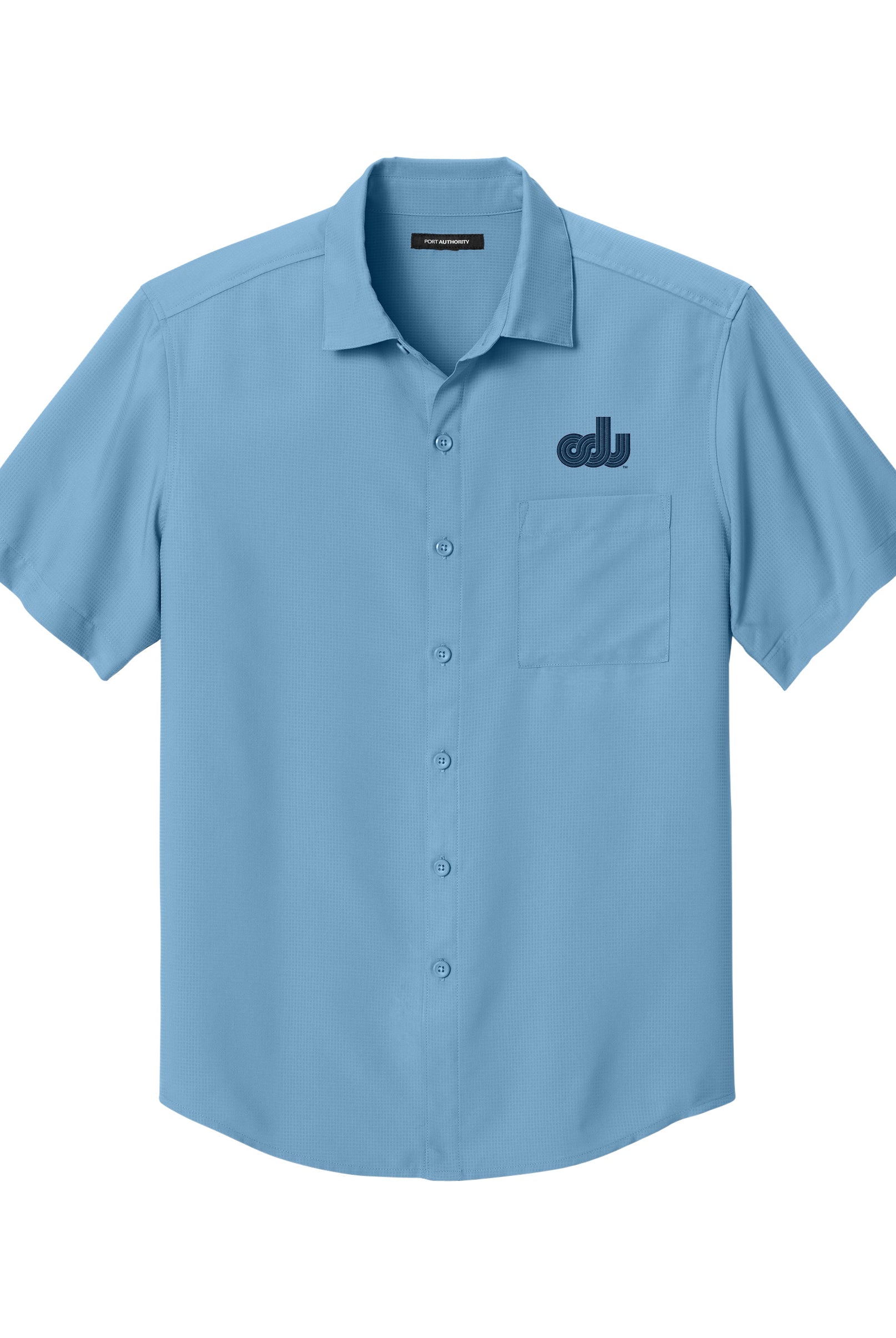 Old Dominion University, Vintage Logo 08, Short Sleeve UV Dockside Shirt - Hudson Blue