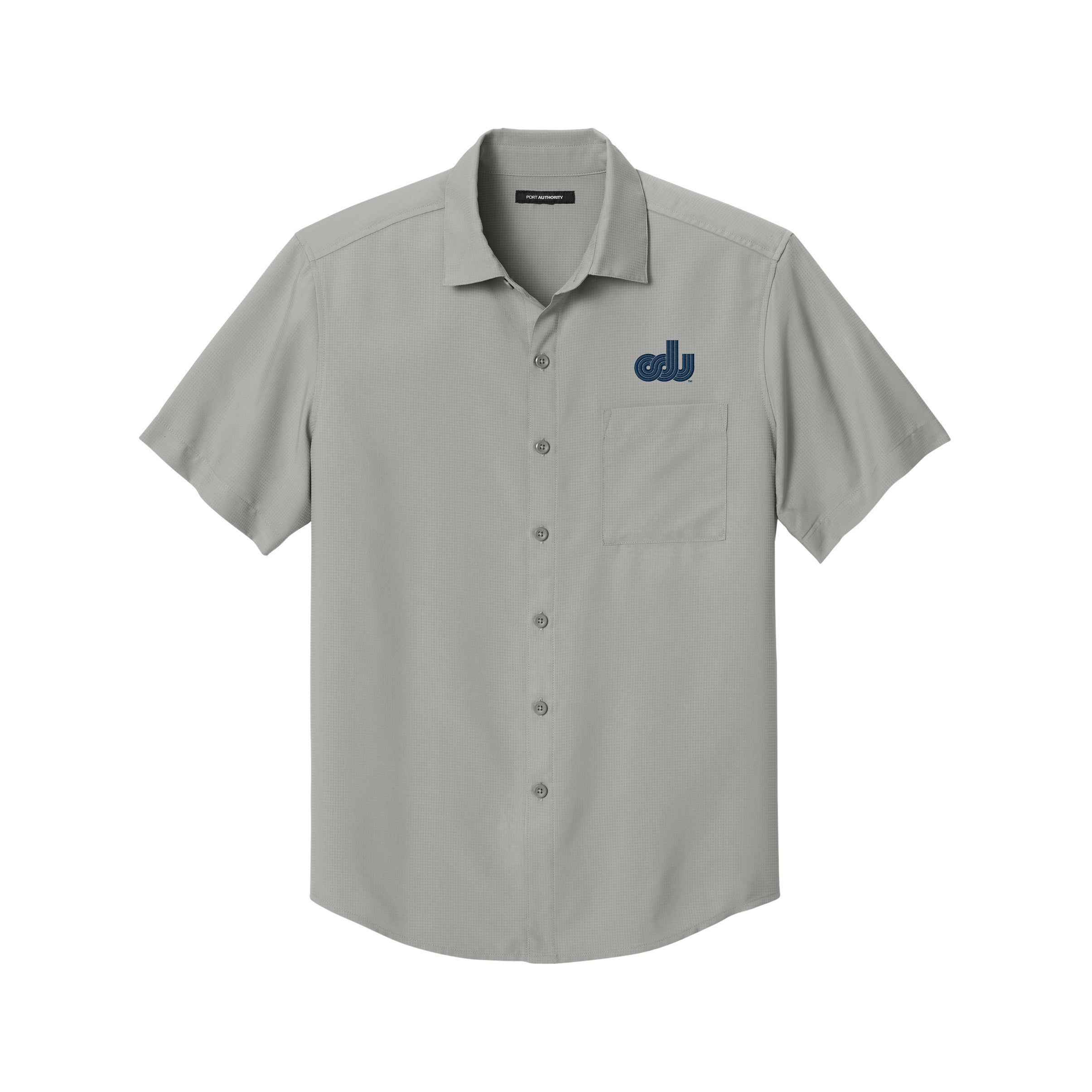 Old Dominion University, Vintage Logo 08, Short Sleeve UV Dockside Shirt - Gray