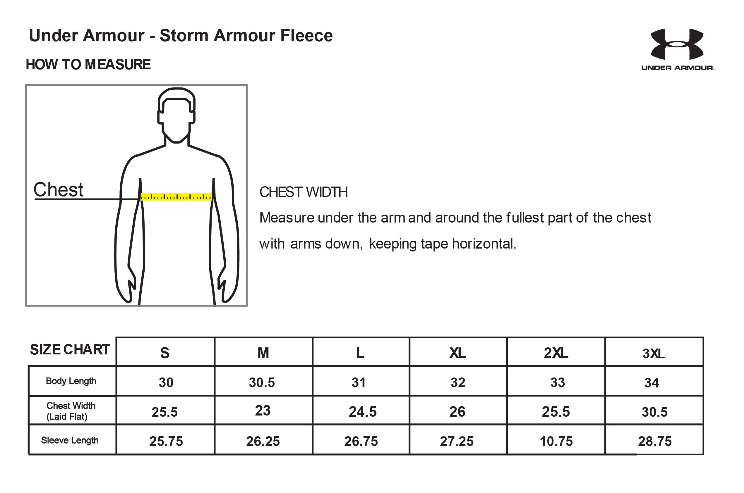 Old Dominion University, ODU - Sports, Under Armour - Storm Armour Fleece - Size Chart
