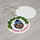 ODU, Happy Holidays!, Big Blue Santa, Ceramic Ornament, Circle