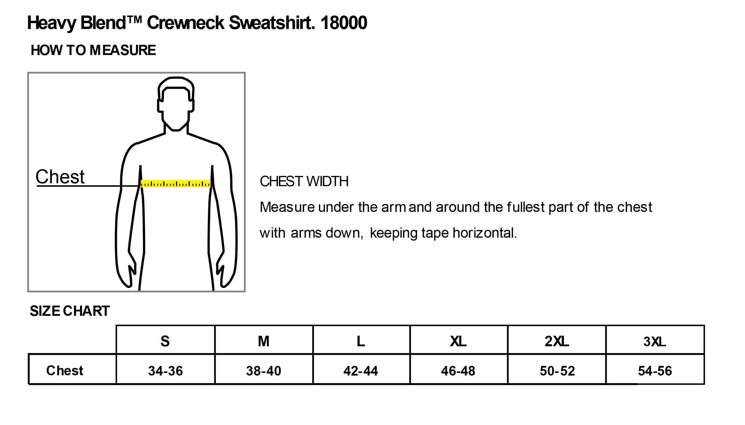 Old Dominion University, Full Logo, Nurse Anesthesia, Heavy Blend™ Crewneck Sweatshirt - Size Chart