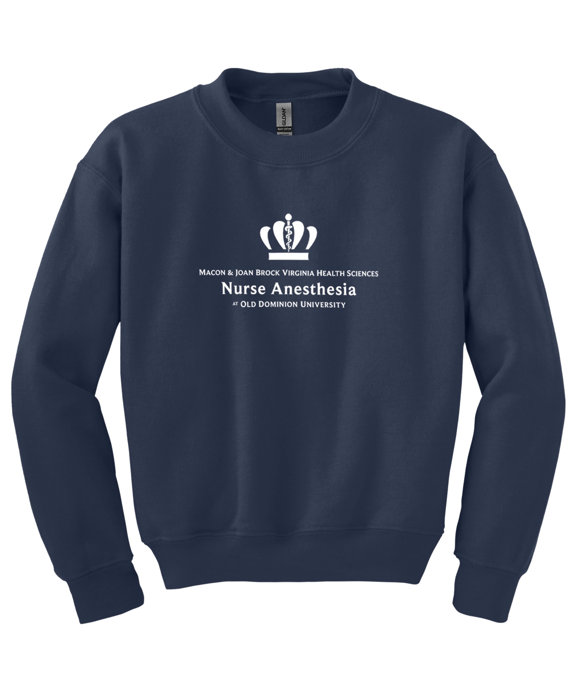 Old Dominion University, Full Logo, Nurse Anesthesia, Youth Heavy Blend™ Crewneck Sweatshirt - Navy