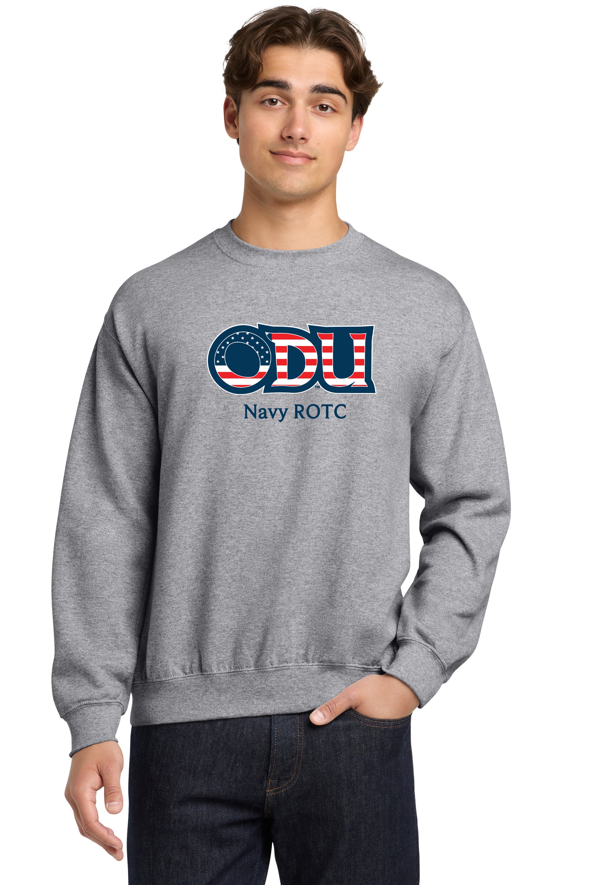 Old Dominion University, ODU Military - Navy ROTC, Crewneck Sweatshirt - Grey
