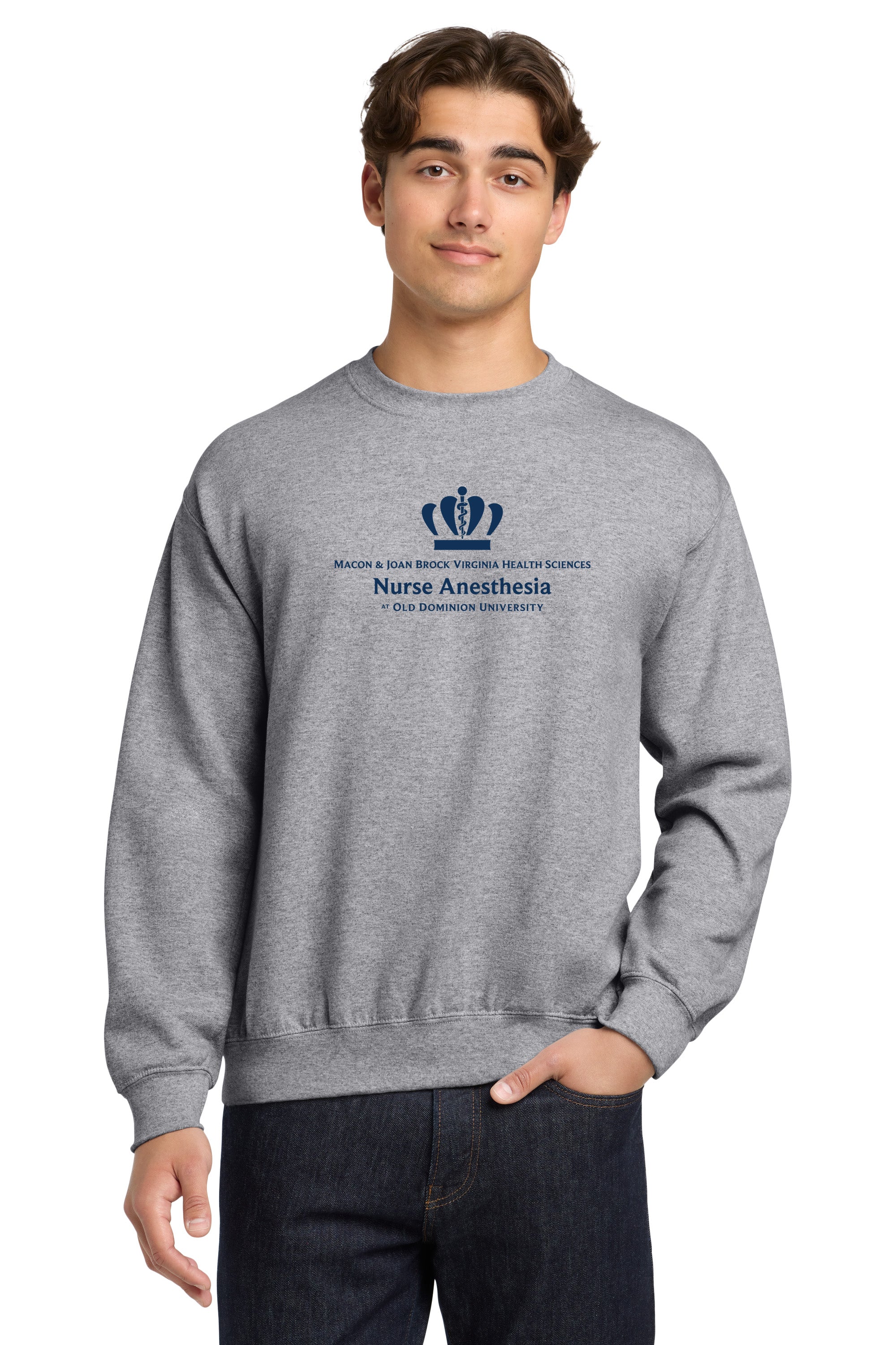 Old Dominion University, Full Logo, Nurse Anesthesia, Heavy Blend™ Crewneck Sweatshirt - Gray