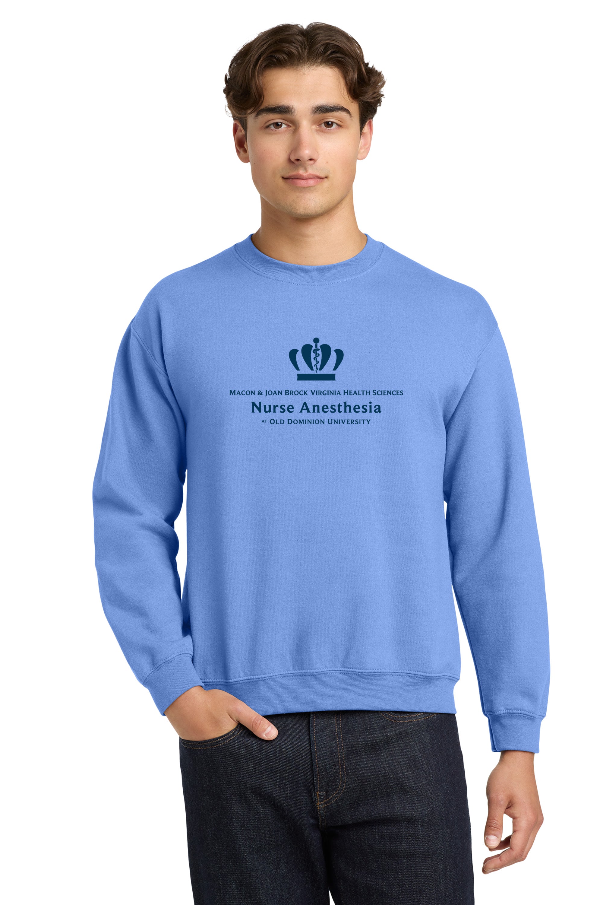 Old Dominion University, Full Logo, Nurse Anesthesia, Heavy Blend™ Crewneck Sweatshirt - Hudson Blue