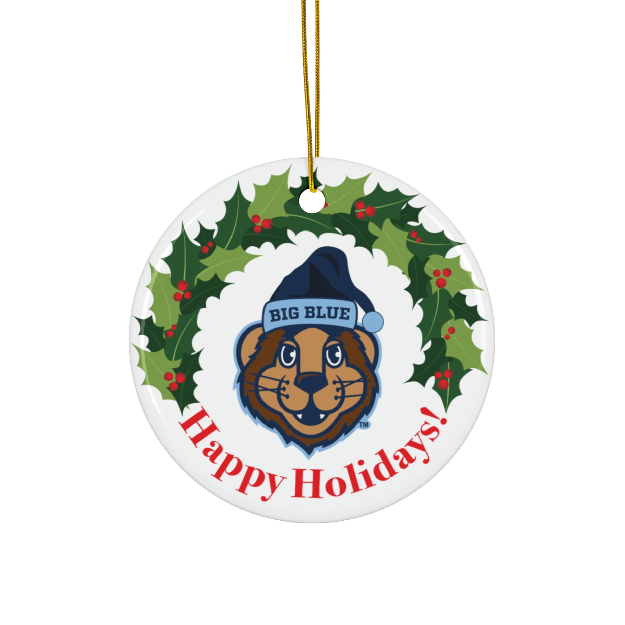 ODU, Happy Holidays!, Big Blue Santa, Ceramic Ornament, Circle