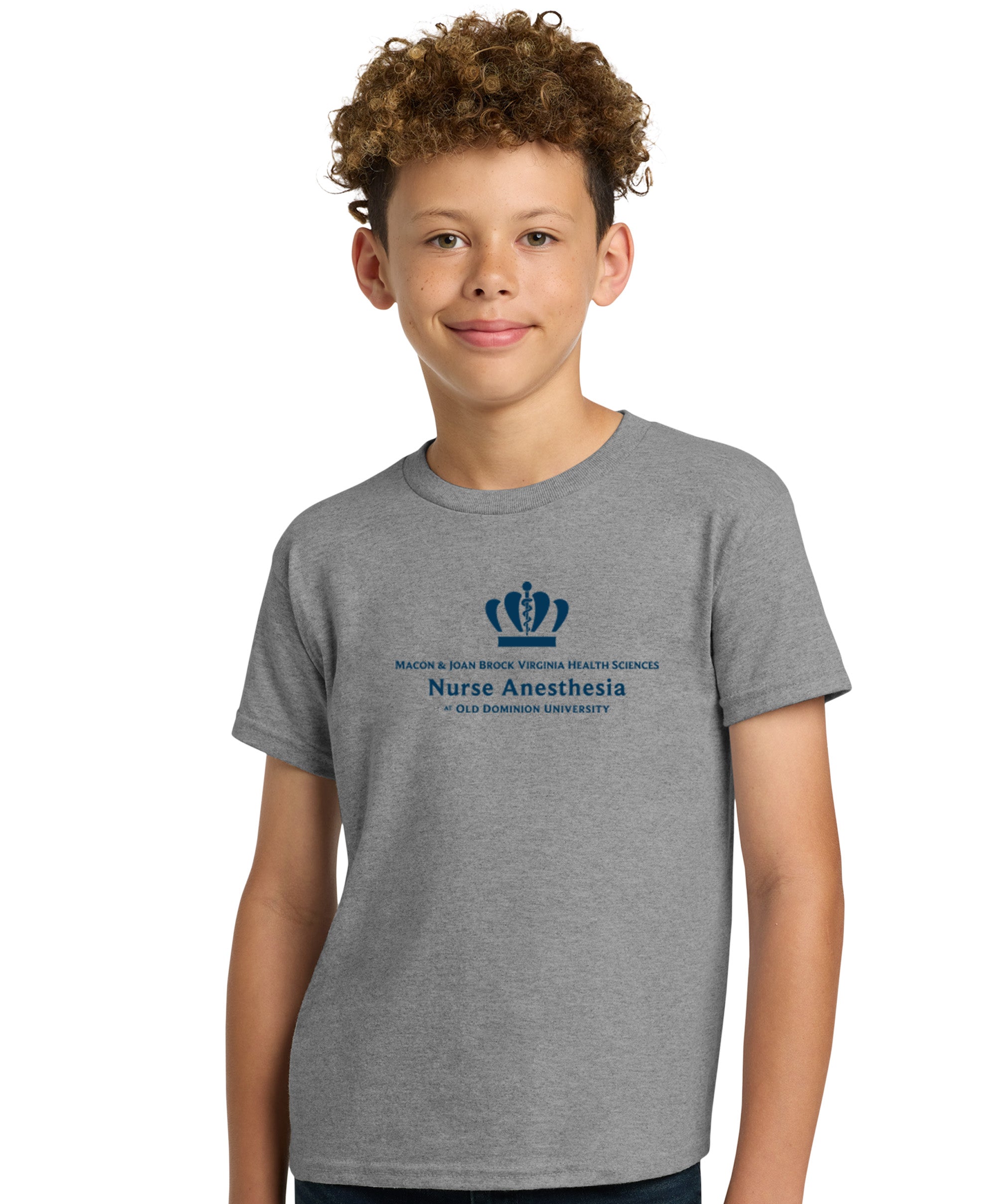 Old Dominion University, Full Logo, Nurse Anesthesia, Youth Heavy Cotton™ 100% Cotton T-Shirt - Sport Gray