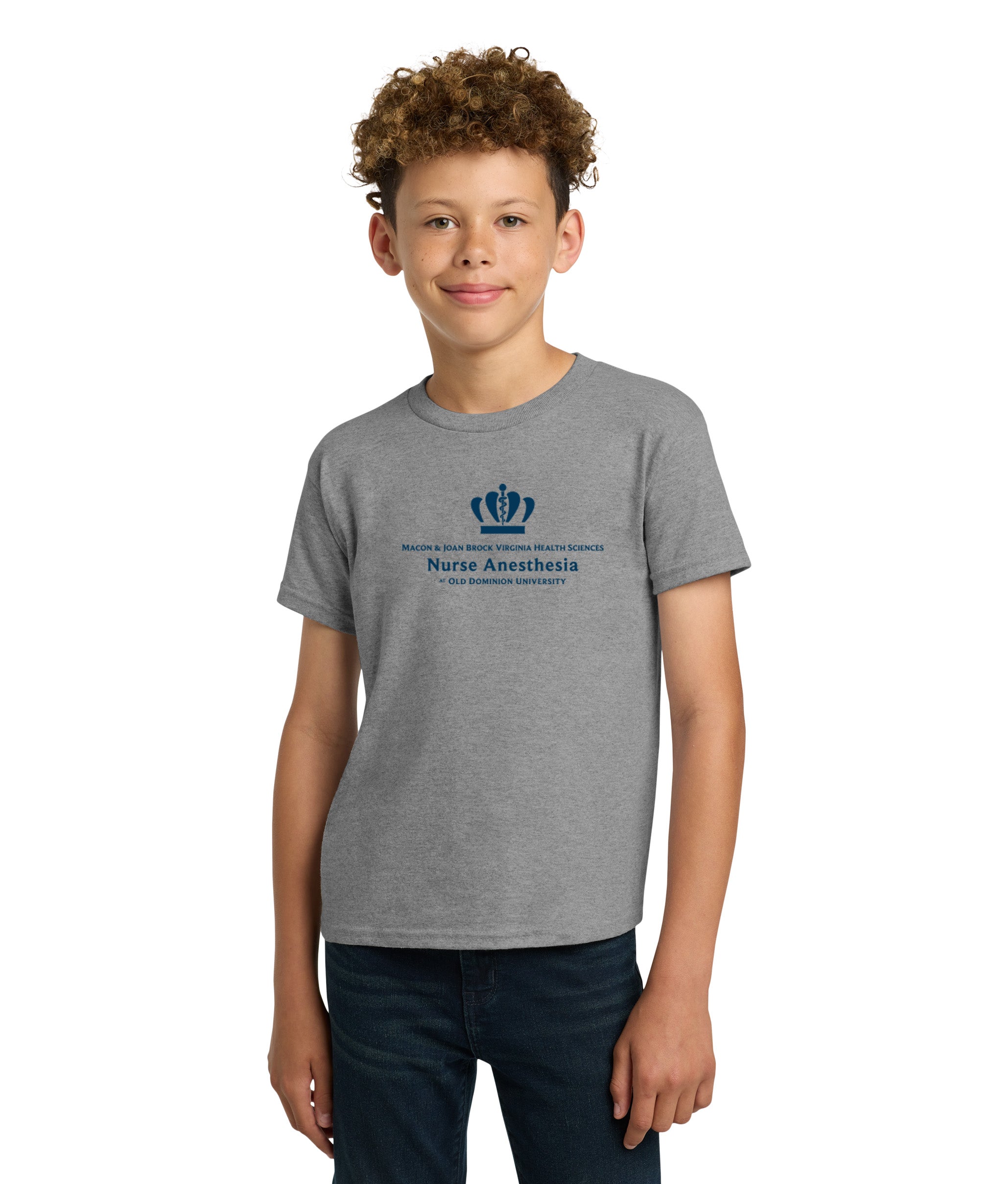 Old Dominion University, Full Logo, Nurse Anesthesia, Youth Heavy Cotton™ 100% Cotton T-Shirt - Sport Gray