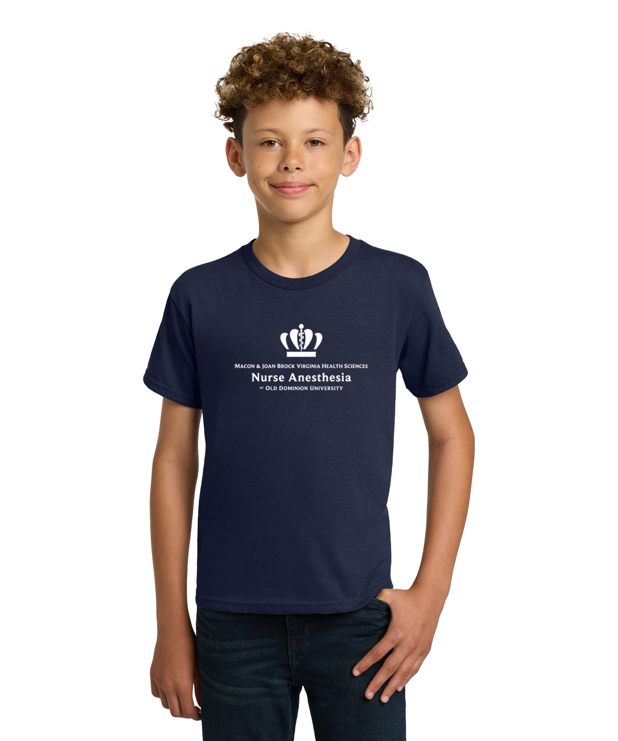 Old Dominion University, Full Logo, Nurse Anesthesia, Youth Heavy Cotton™ 100% Cotton T-Shirt - Navy
