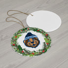 ODU, Big Red Santa, Ceramic Ornament, Circle