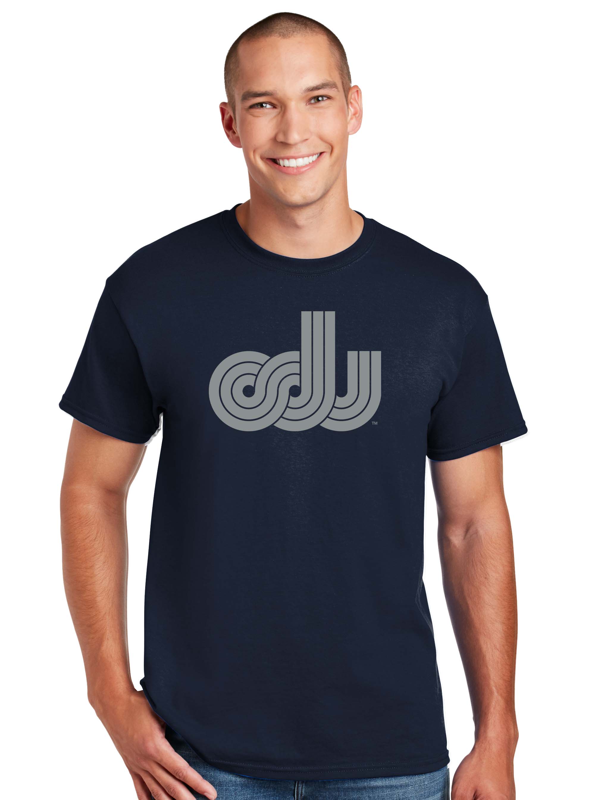 Old Dominion University, ODU Vintage Logo, DryBlend® 50 Cotton/50 Poly T-Shirt- Navy