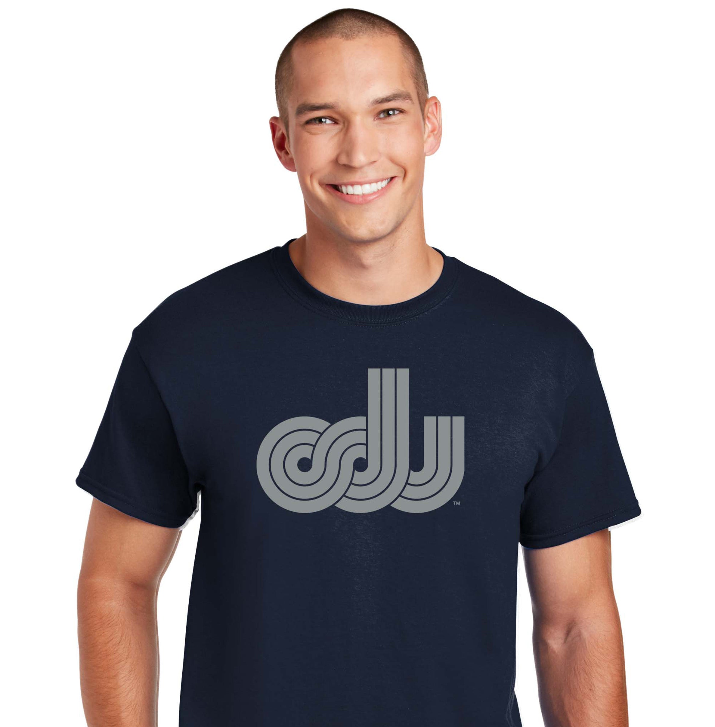 Old Dominion University, ODU Vintage Logo, DryBlend® 50 Cotton/50 Poly T-Shirt- Navy