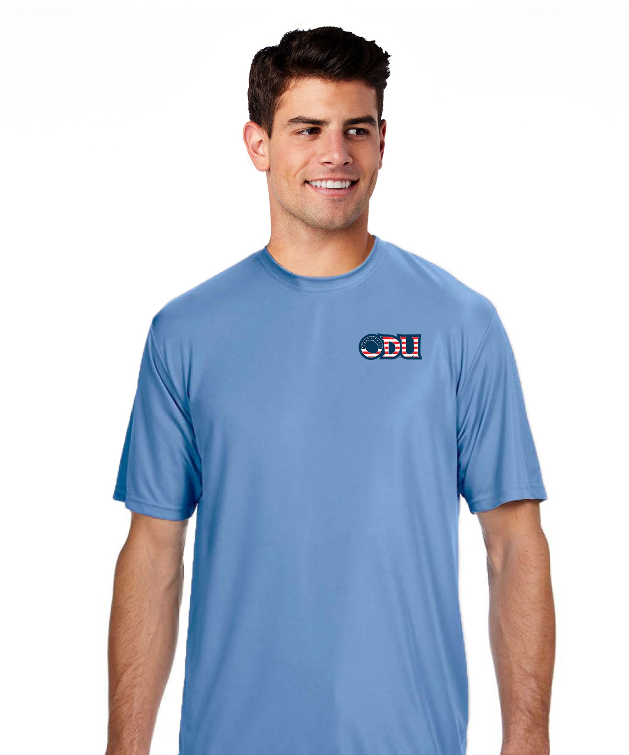 Old Dominion University, ODU Military - Military Logo, Unisex Heather CVC Long Sleeve T-Shirt - Carolina Blue