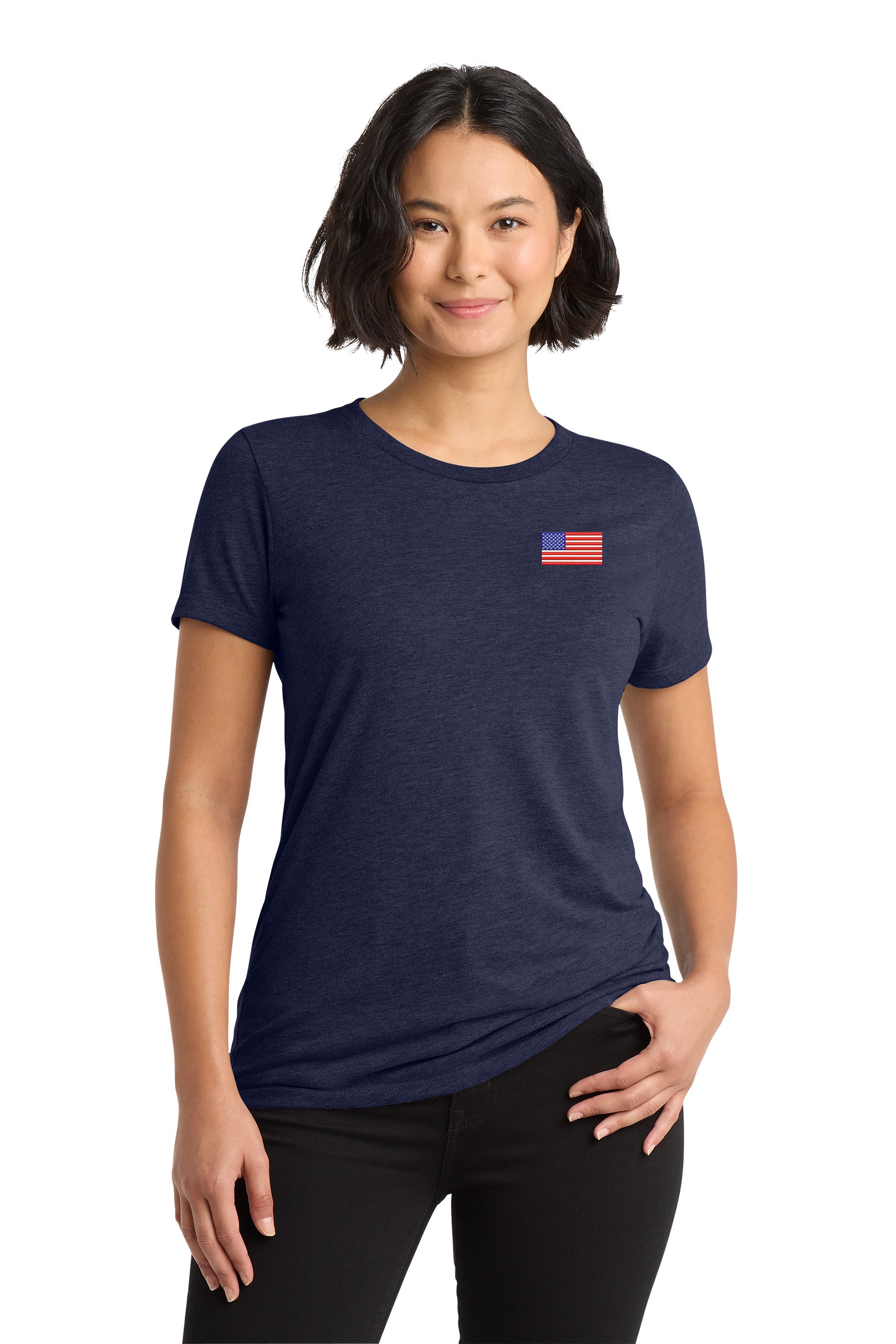 American Flag, Women’s Tri-Blend T-Shirt - navy