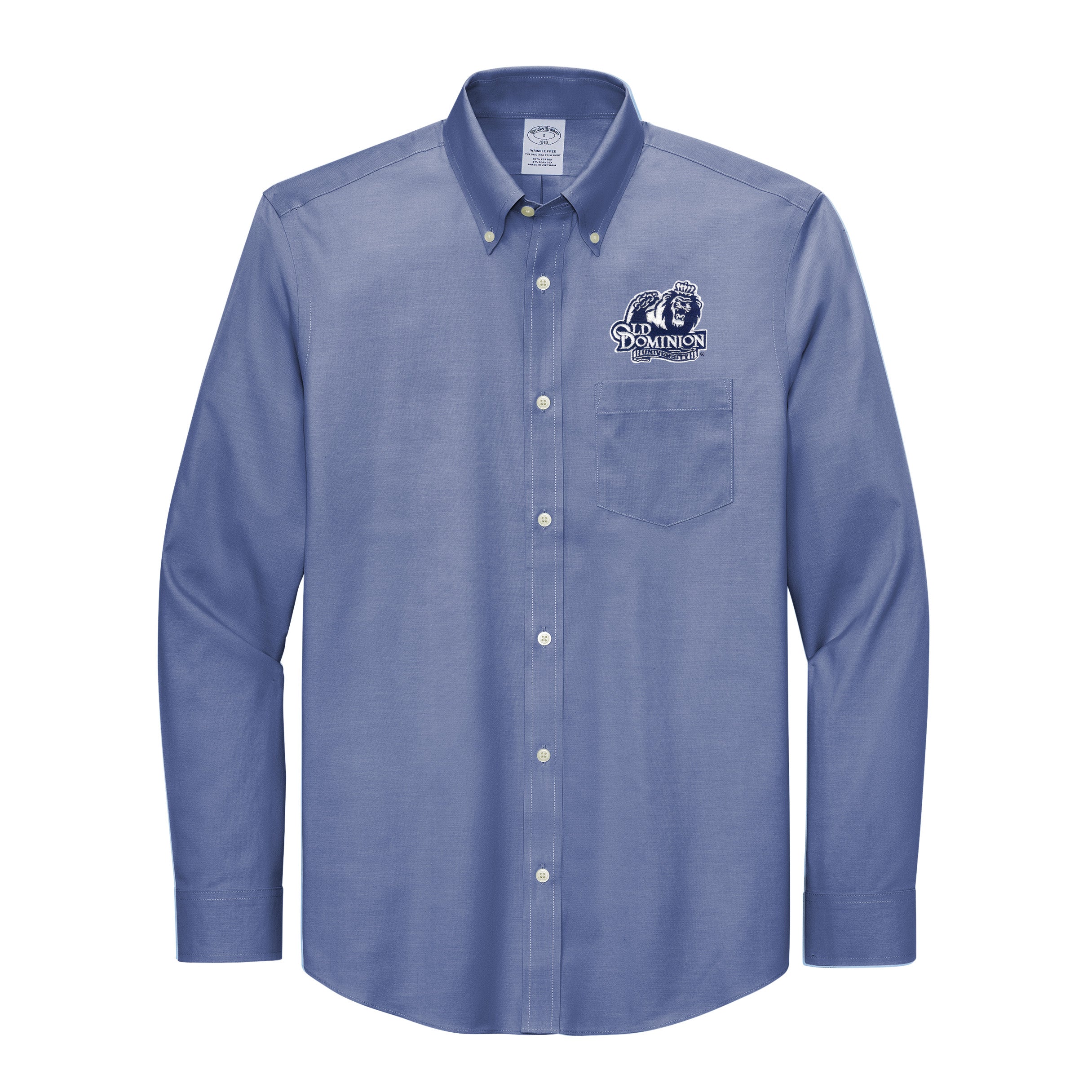 Old Dominion University, Brooks Brothers® Wrinkle-Free Stretch Pinpoint Shirt-Cobalt Blue