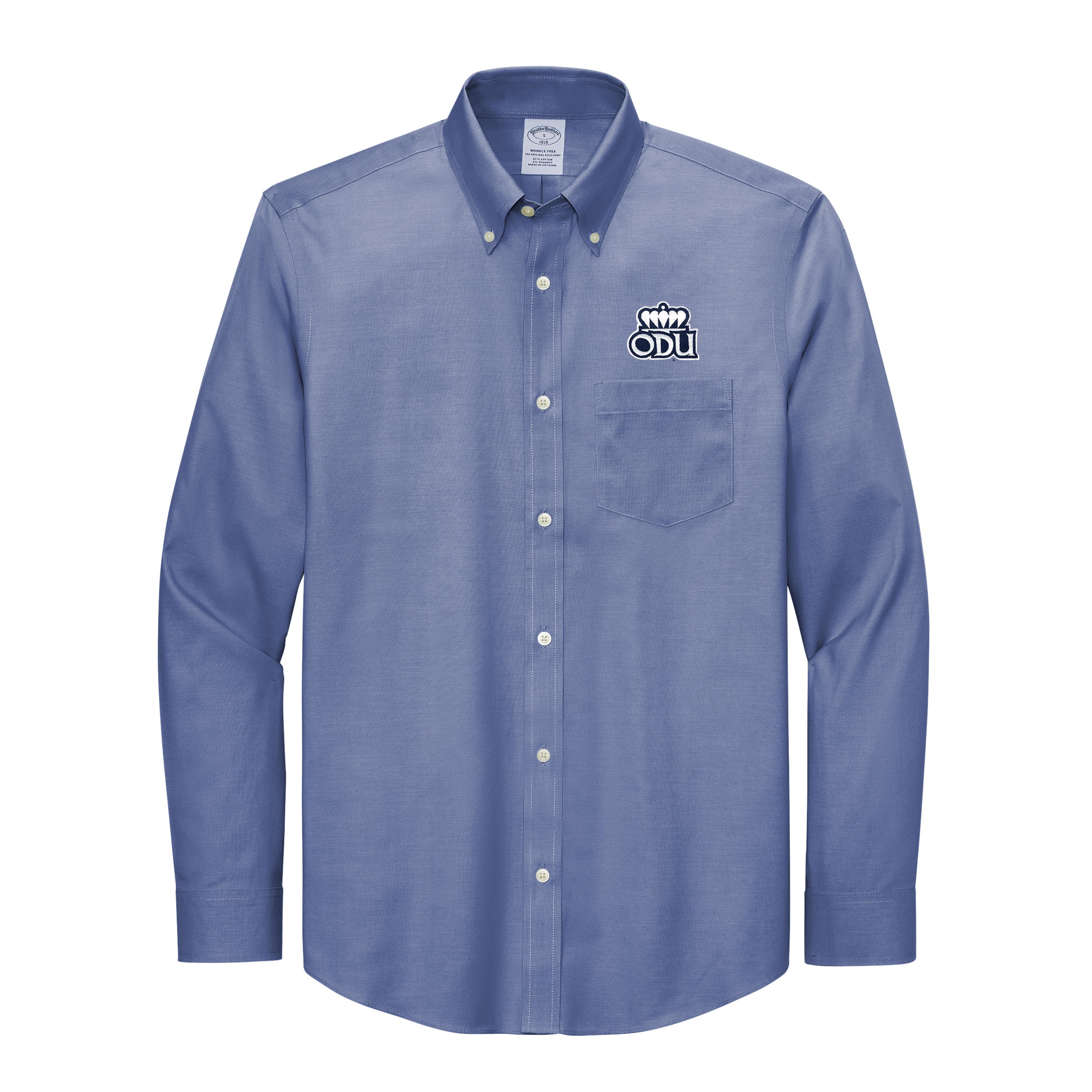 Old Dominion University, ODU, Brooks Brothers® Wrinkle-Free Stretch Pinpoint Dress Shirt - Cobalt Blue