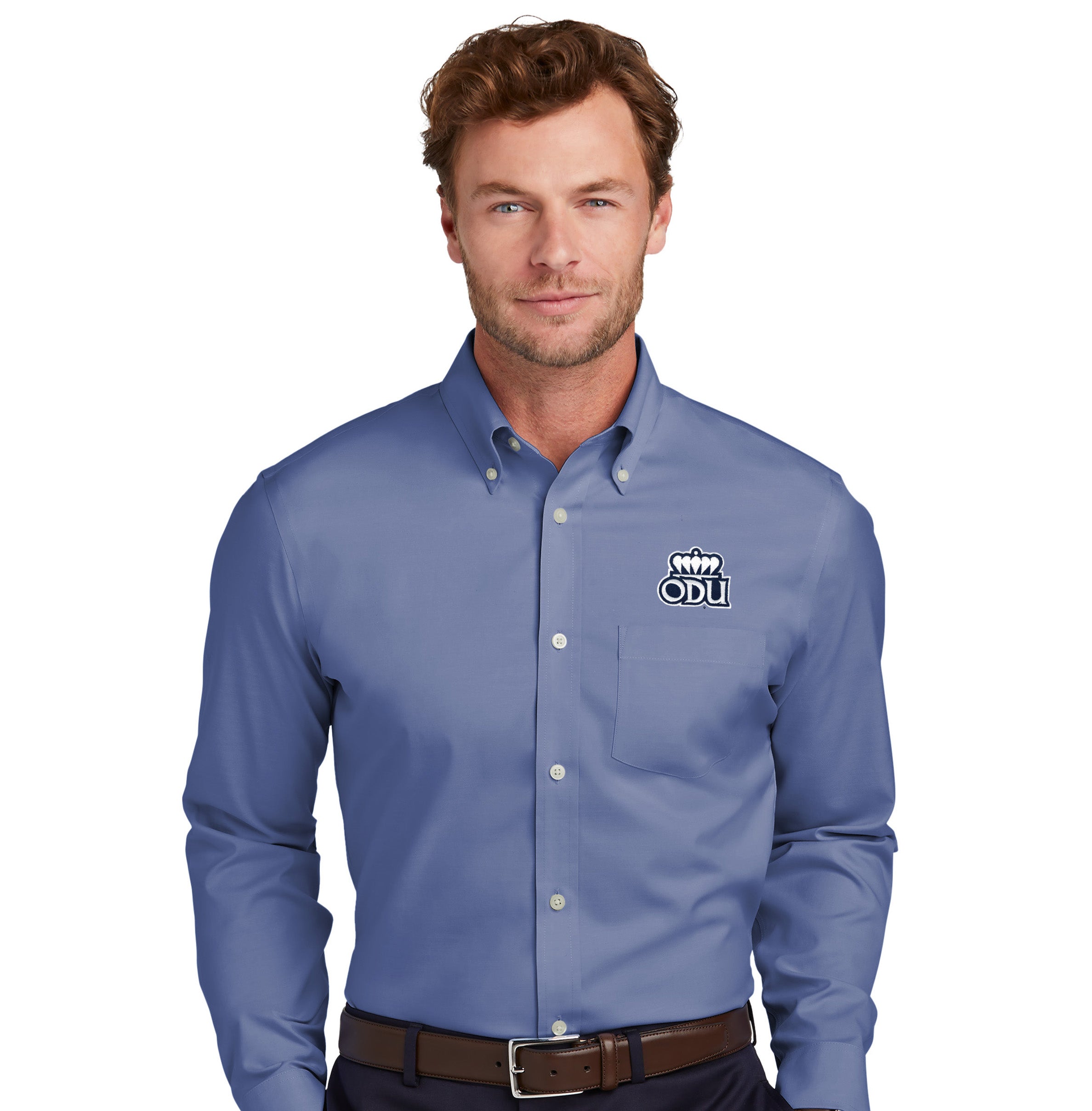 Old Dominion University, ODU, Brooks Brothers® Wrinkle-Free Stretch Pinpoint Dress Shirt - Cobalt Blue