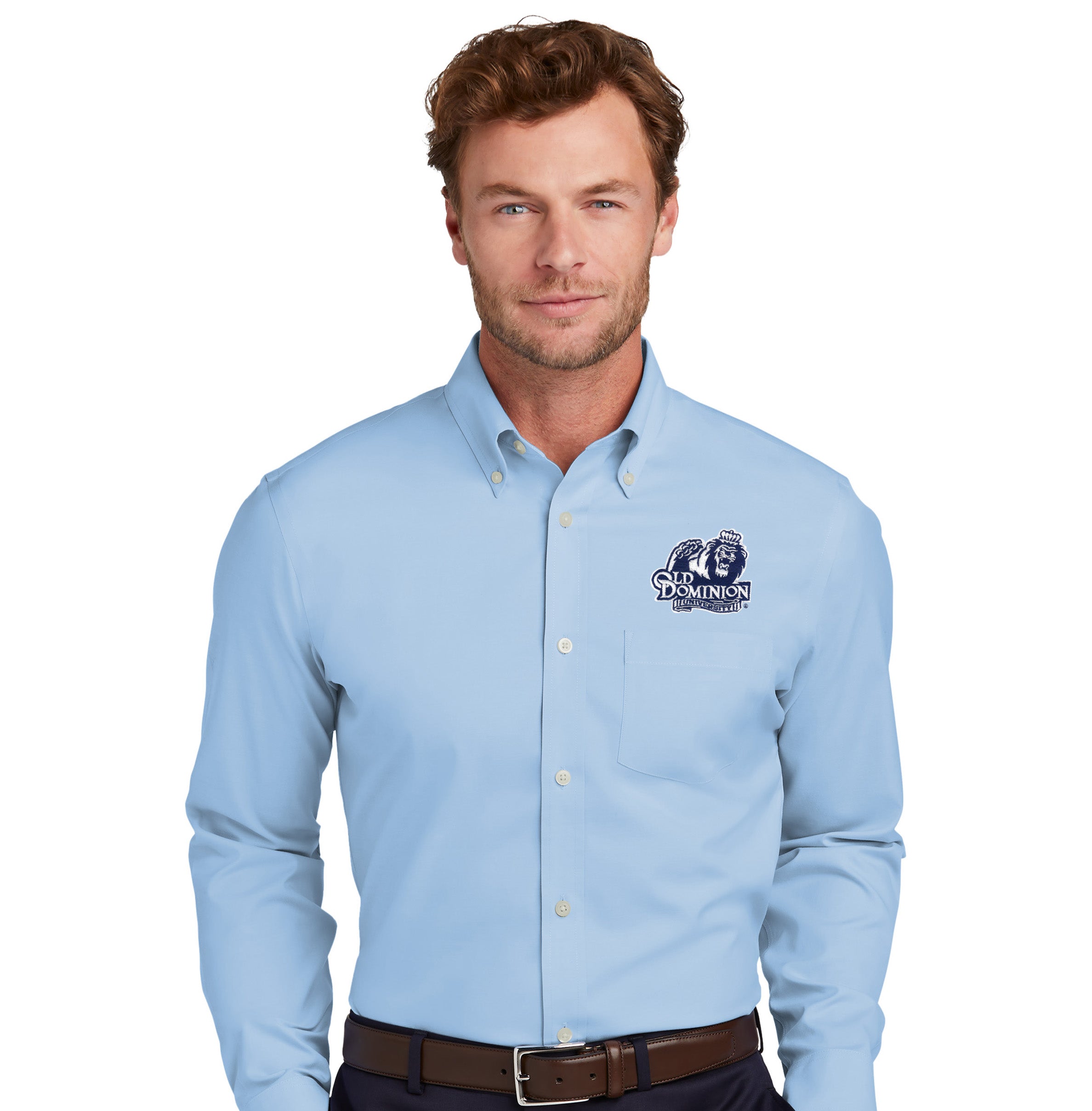 Old Dominion University, Brooks Brothers® Wrinkle-Free Stretch Pinpoint Shirt-Newport Blue