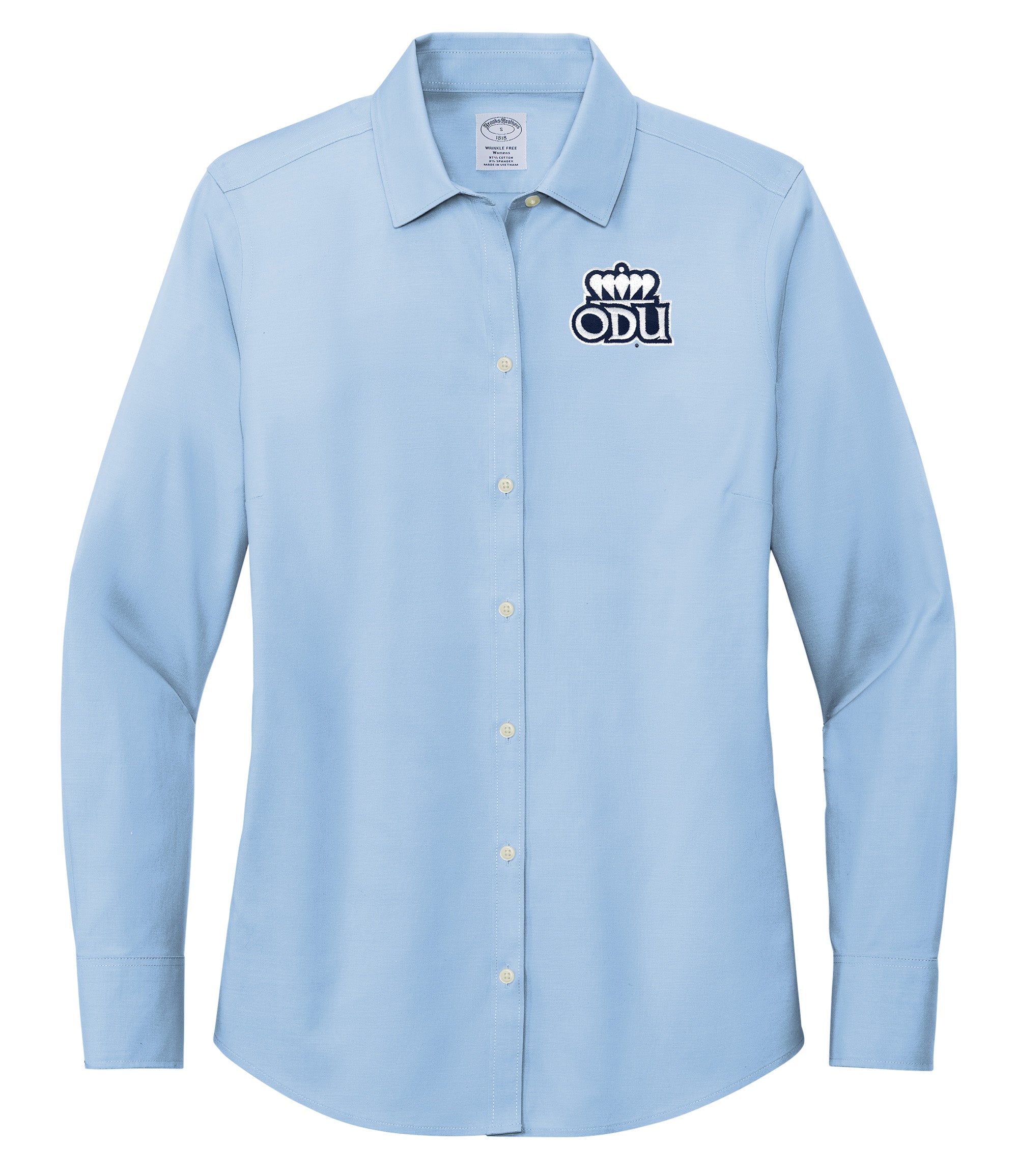 Old Dominion University, ODU Logo, Brooks Brothers® Women’s Wrinkle-Free Stretch Pinpoint Shirt- Newport Blue