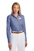 Old Dominion University, ODU Vintage8 logo, Brooks Brothers® Women’s Wrinkle-Free Stretch Pinpoint Shirt- Cobalt Blue