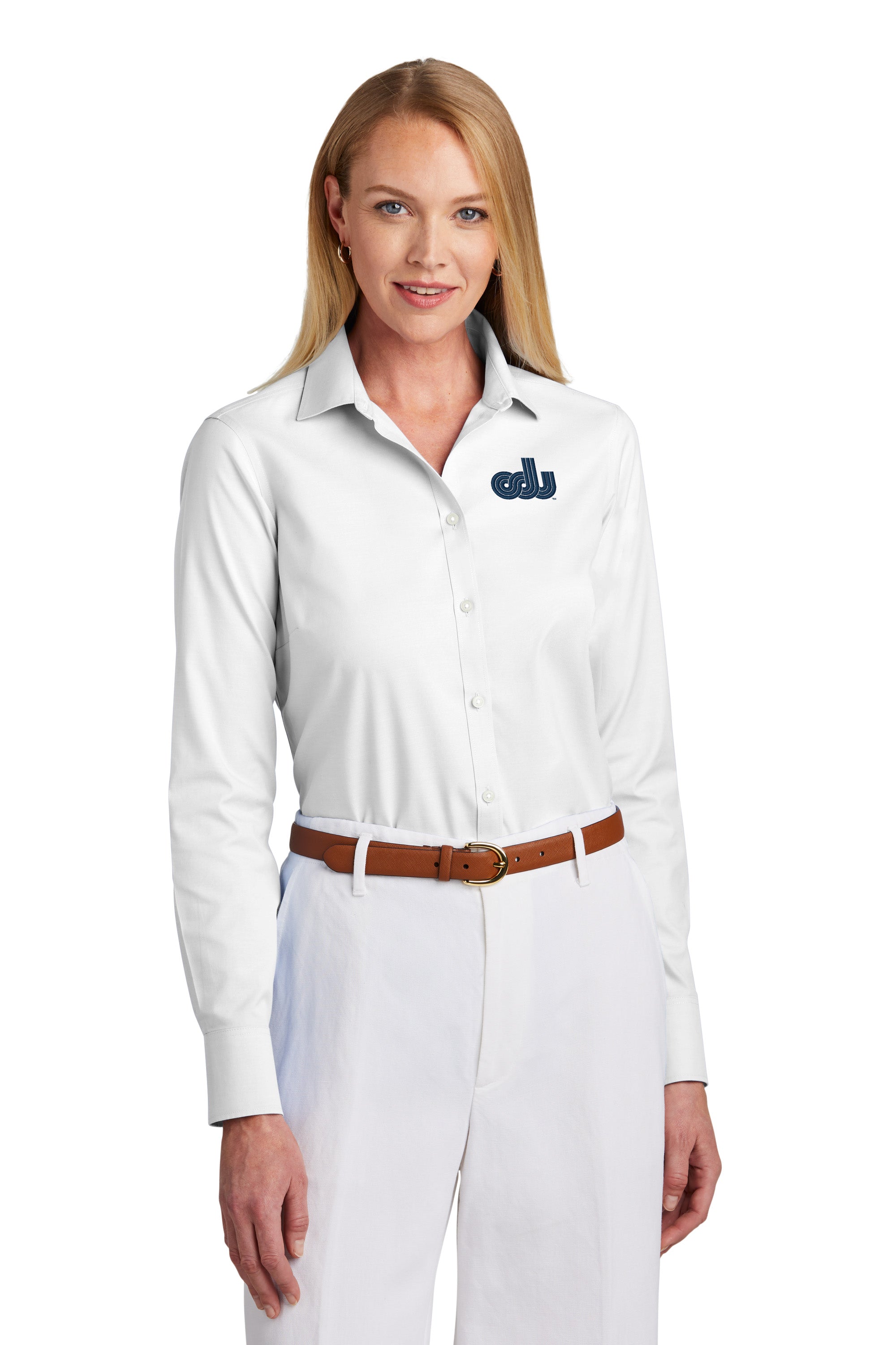 Old Dominion University, ODU Vintage8 logo, Brooks Brothers® Women’s Wrinkle-Free Stretch Pinpoint Shirt- White