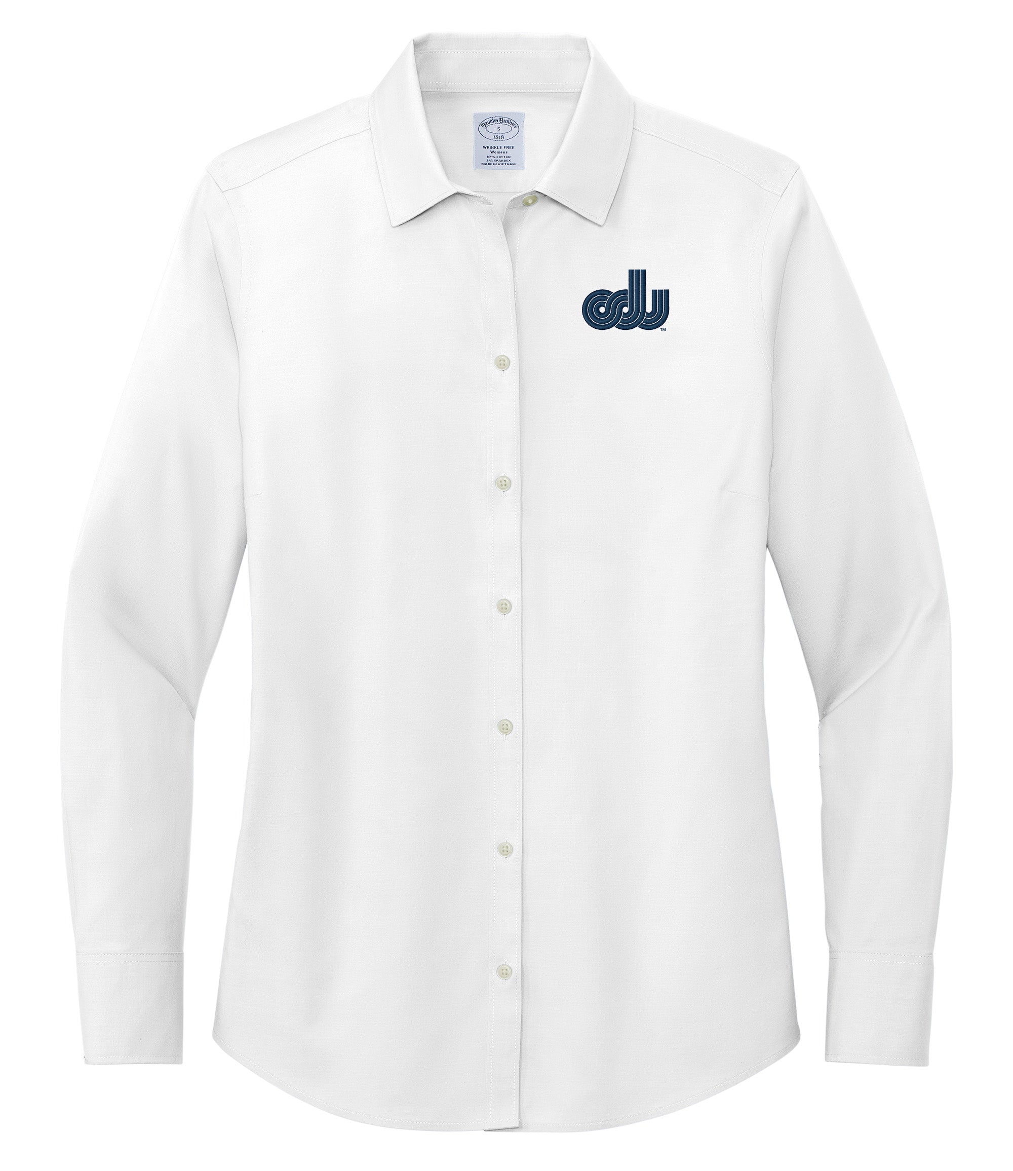 Old Dominion University, ODU Vintage8 logo, Brooks Brothers® Women’s Wrinkle-Free Stretch Pinpoint Shirt- White