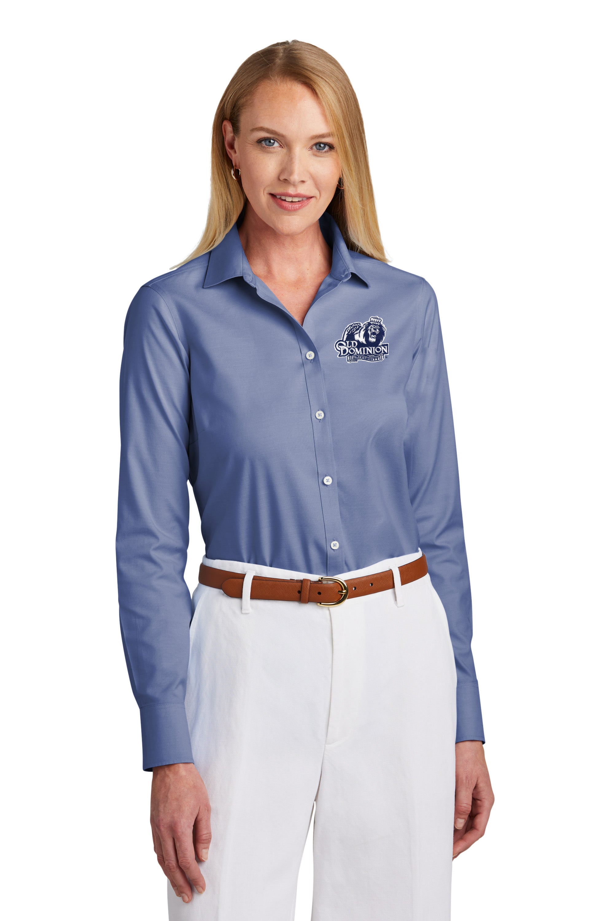 Old Dominion University, Brooks Brothers® Women’s Wrinkle-Free Stretch Pinpoint Shirt- Cobalt Blue 