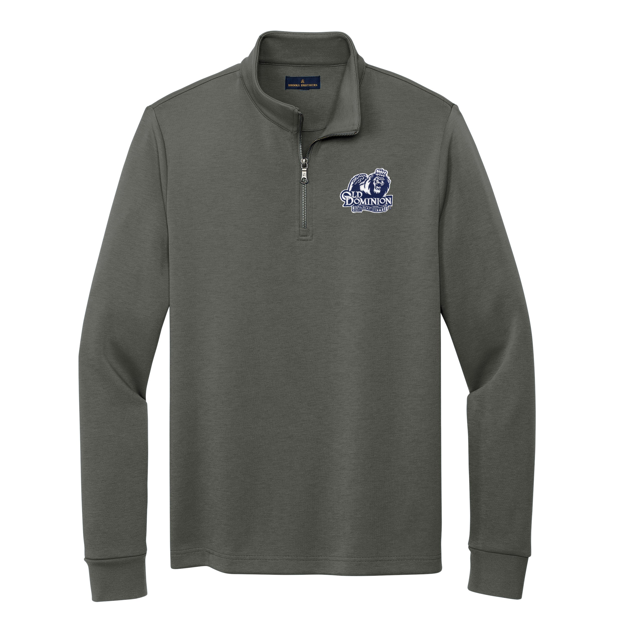 Old Dominion University, Brooks Brothers® Double-Knit 1/4-Zip Sweater- Windsor Grey