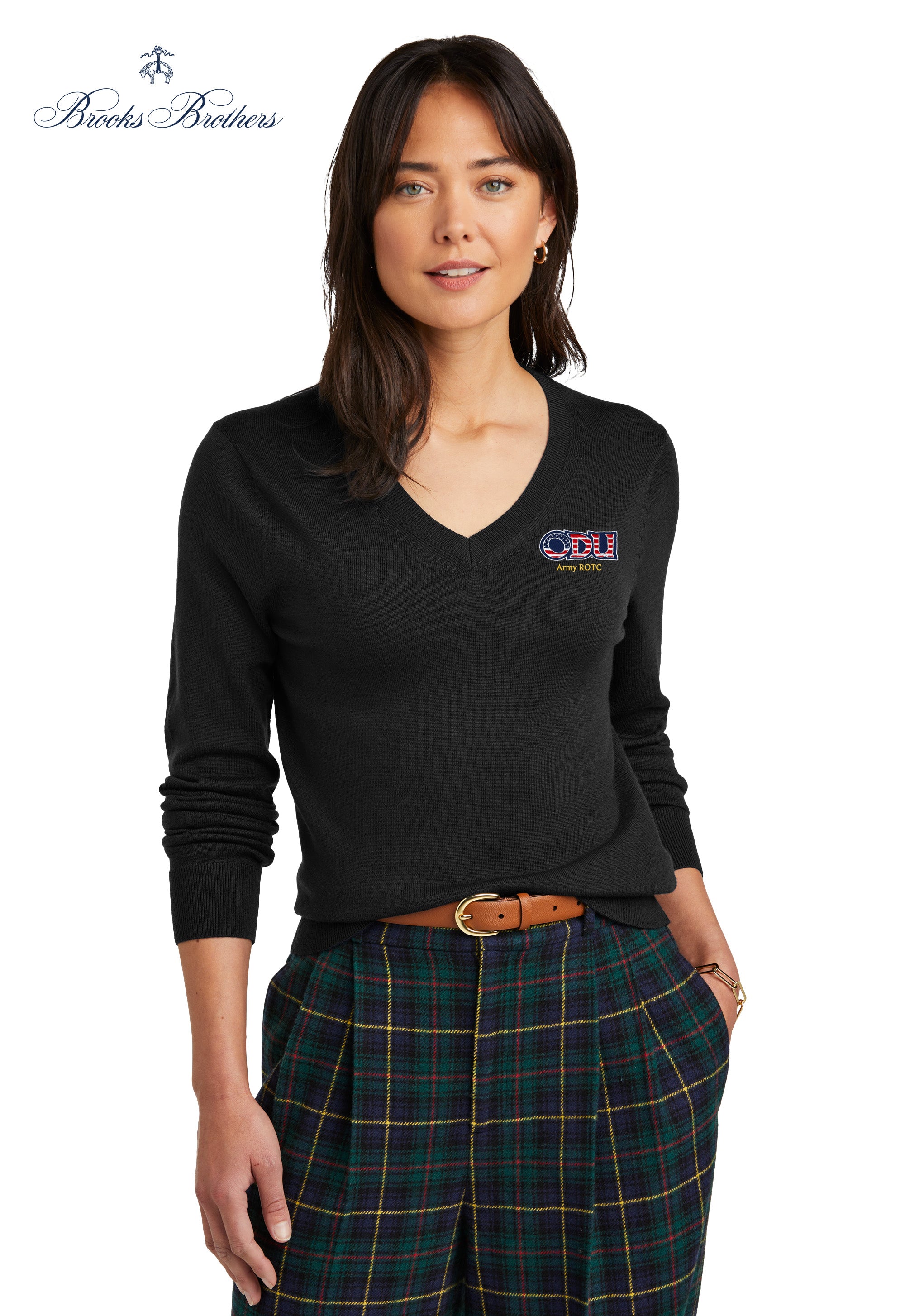 Old Dominion University, ODU Military -  Army ROTC, Women’s Washable Merino V-Neck Sweater - Black