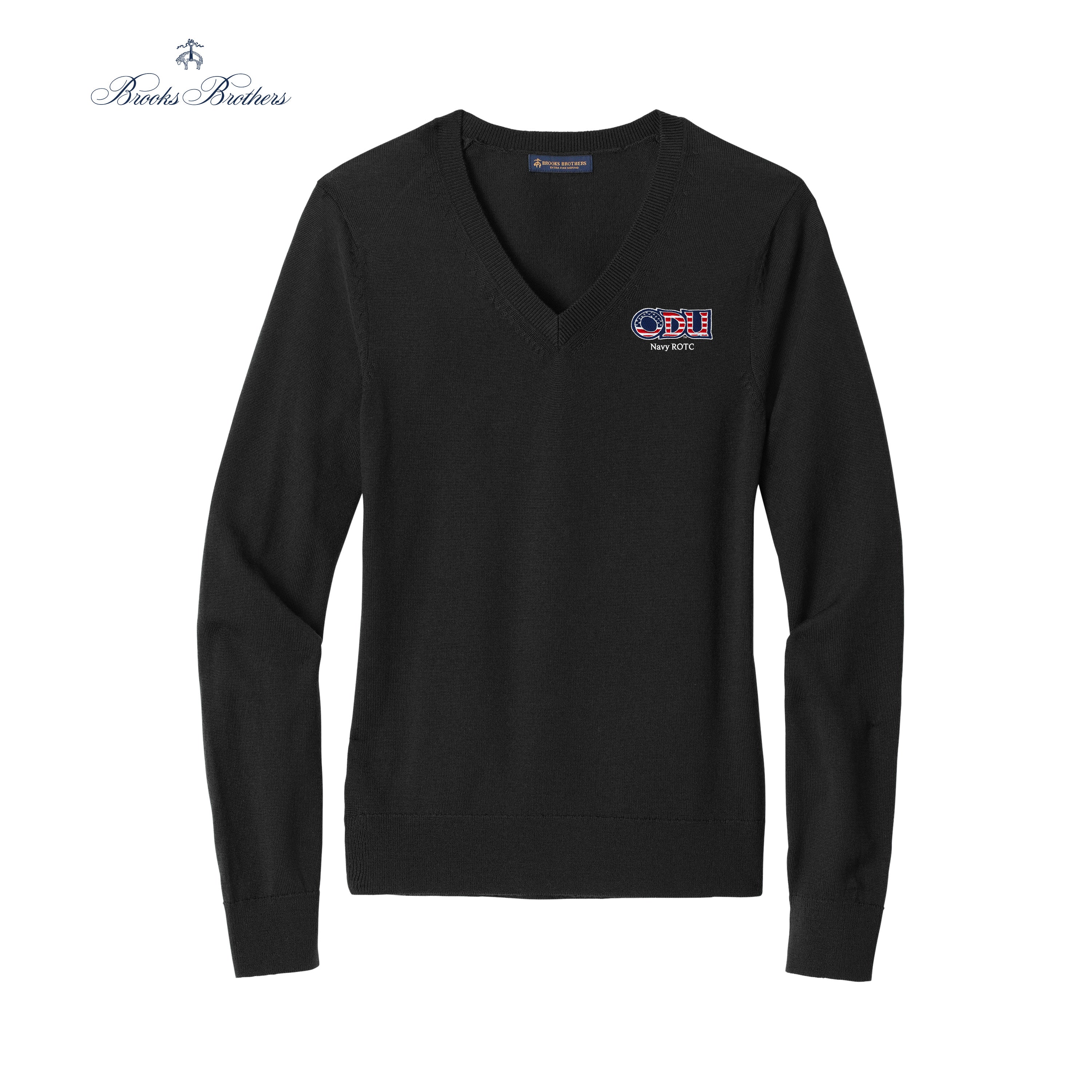 Old Dominion University, ODU Military -  Navy ROTC, Women’s Washable Merino V-Neck Sweater - Black
