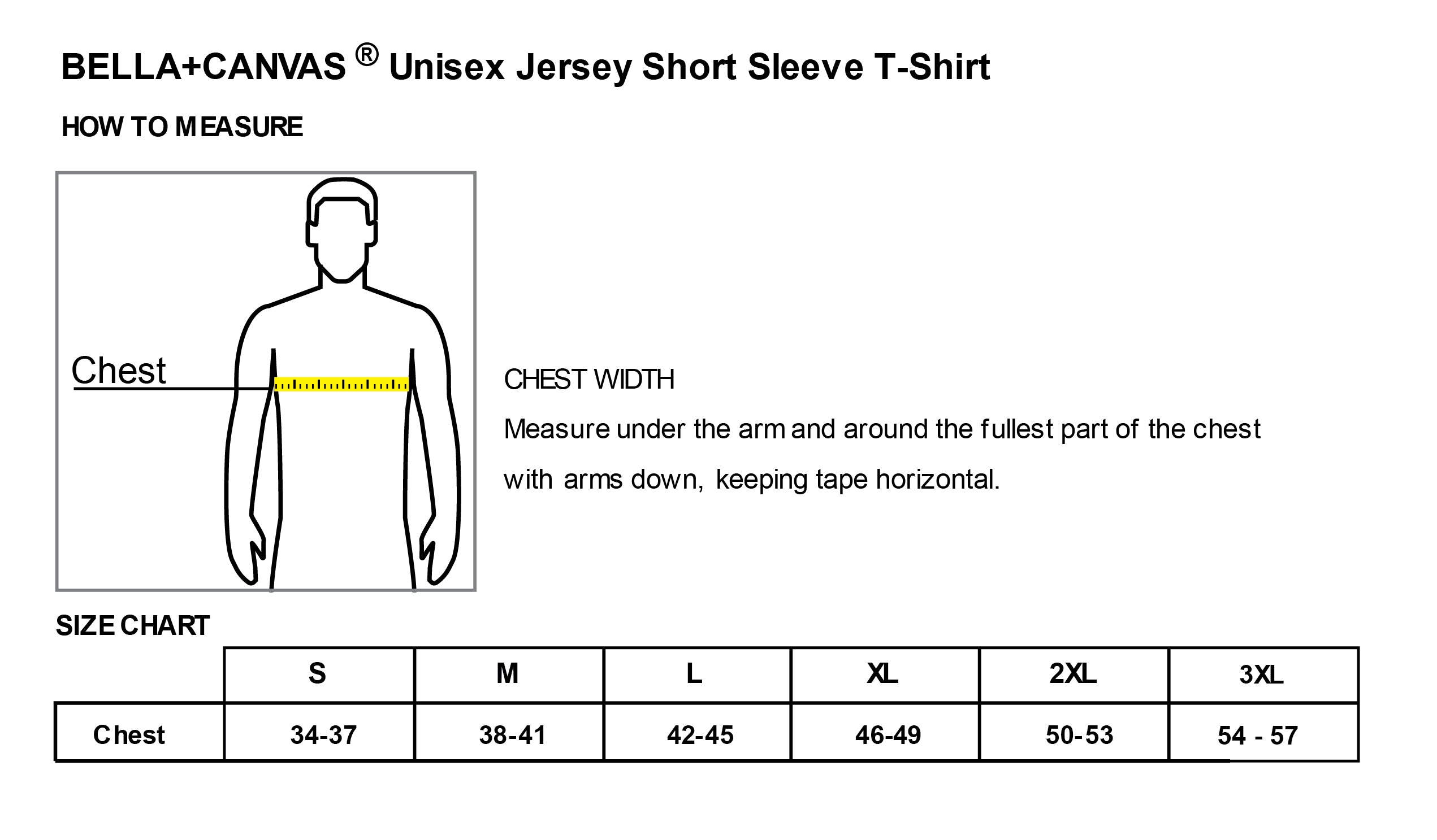 Official, Old Dominion University, Unisex Jersey Short Sleeve T-Shirt - Size Chart