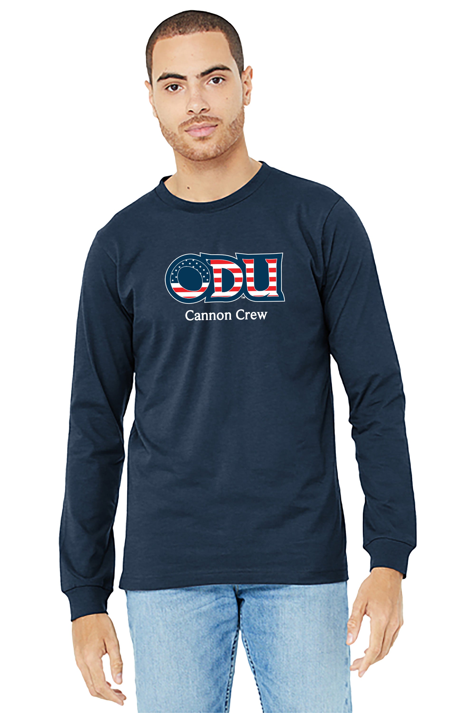 Old Dominion University, ODU Military - Cannon Crew, Unisex Jersey Long Sleeve T-Shirt - Navy