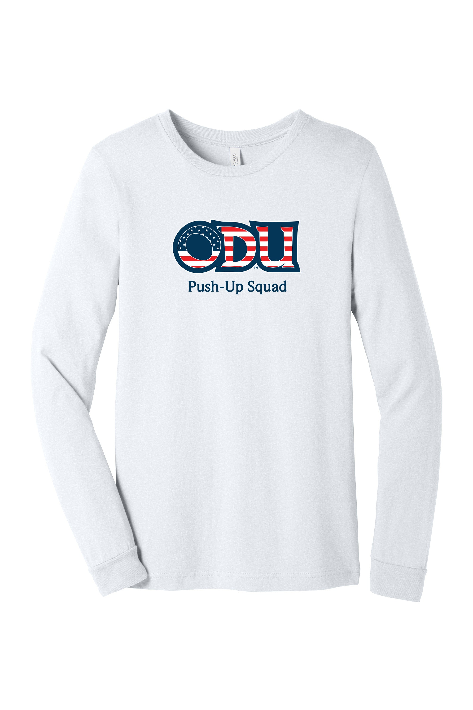 Old Dominion University, ODU Military - Push-Up Squad, Unisex Jersey Long Sleeve T-Shit - White