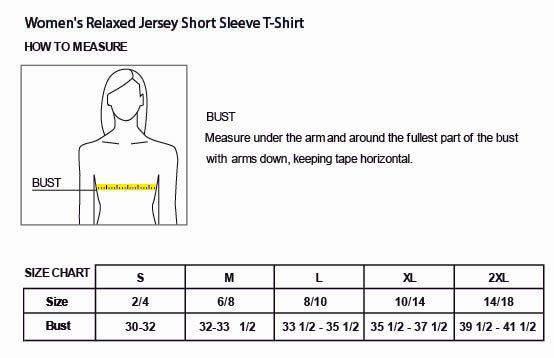 Official, Old Dominion University, Women’s Relaxed Jersey Short Sleeve Alumni T-Shirt - Size Chart