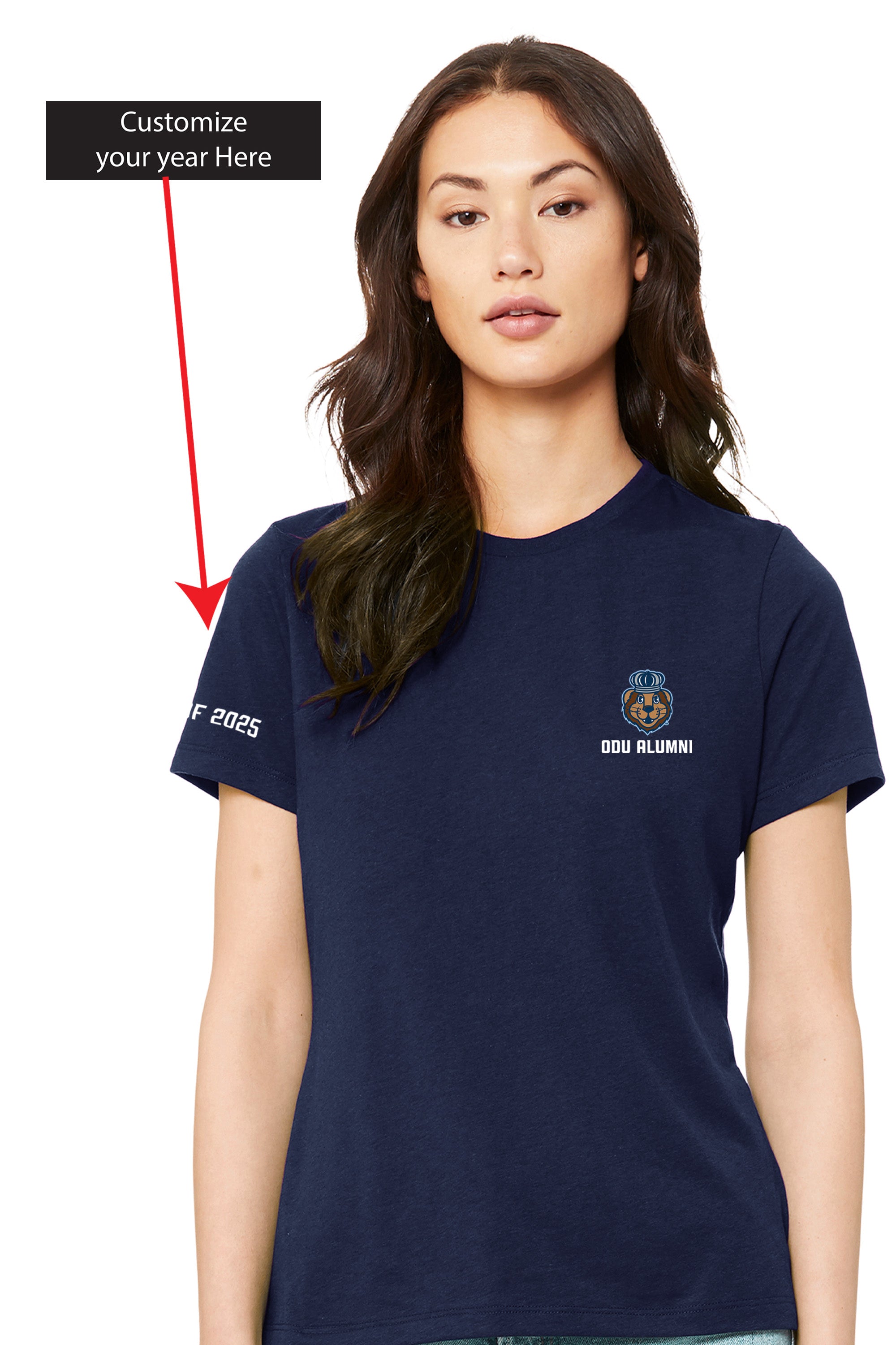 Official, Old Dominion University, Women’s Relaxed Jersey Short Sleeve Alumni T-Shirt - Navy