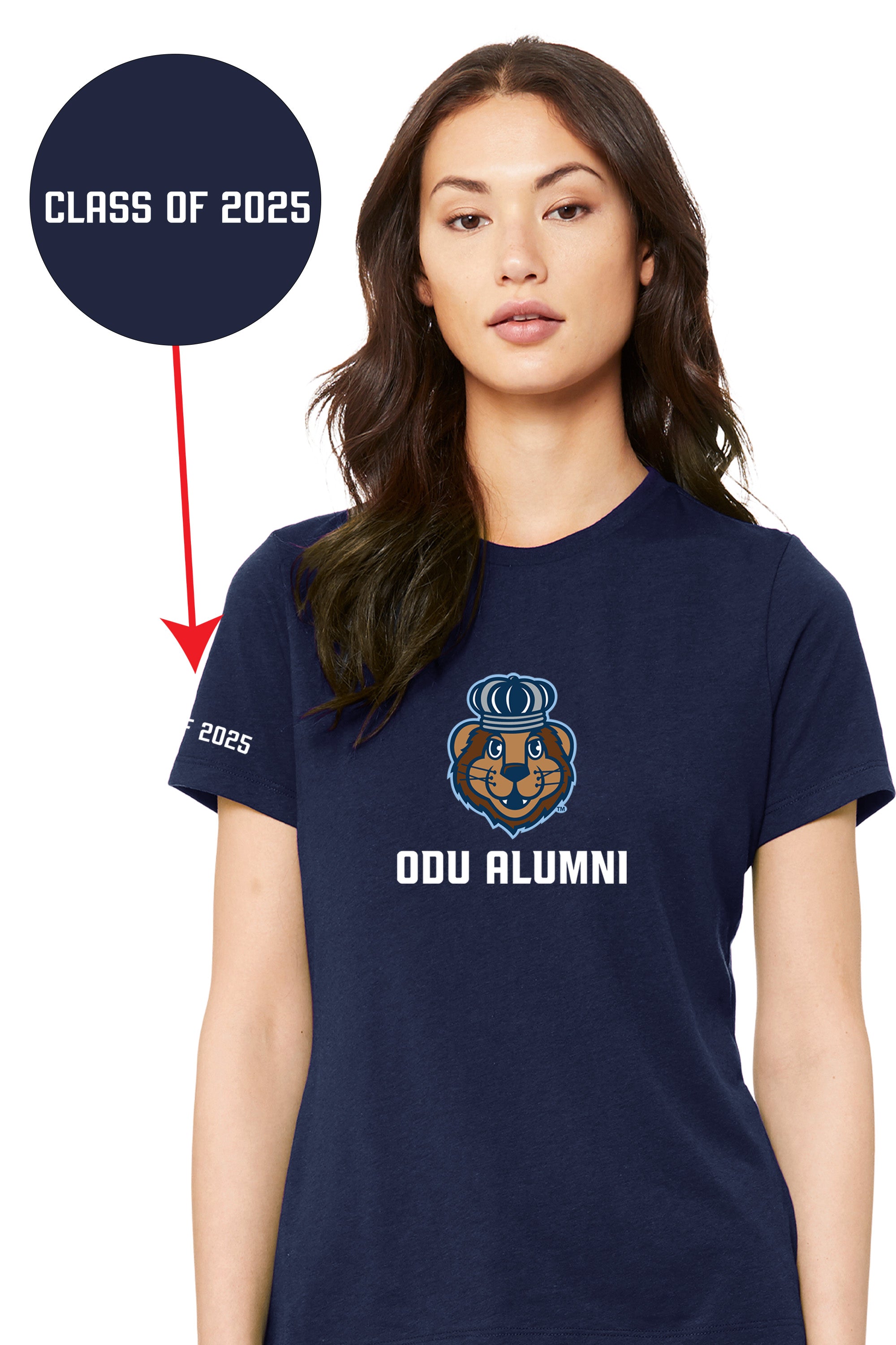 Official, Old Dominion University, Women’s Relaxed Jersey Short Sleeve Alumni T-Shirt - Navy