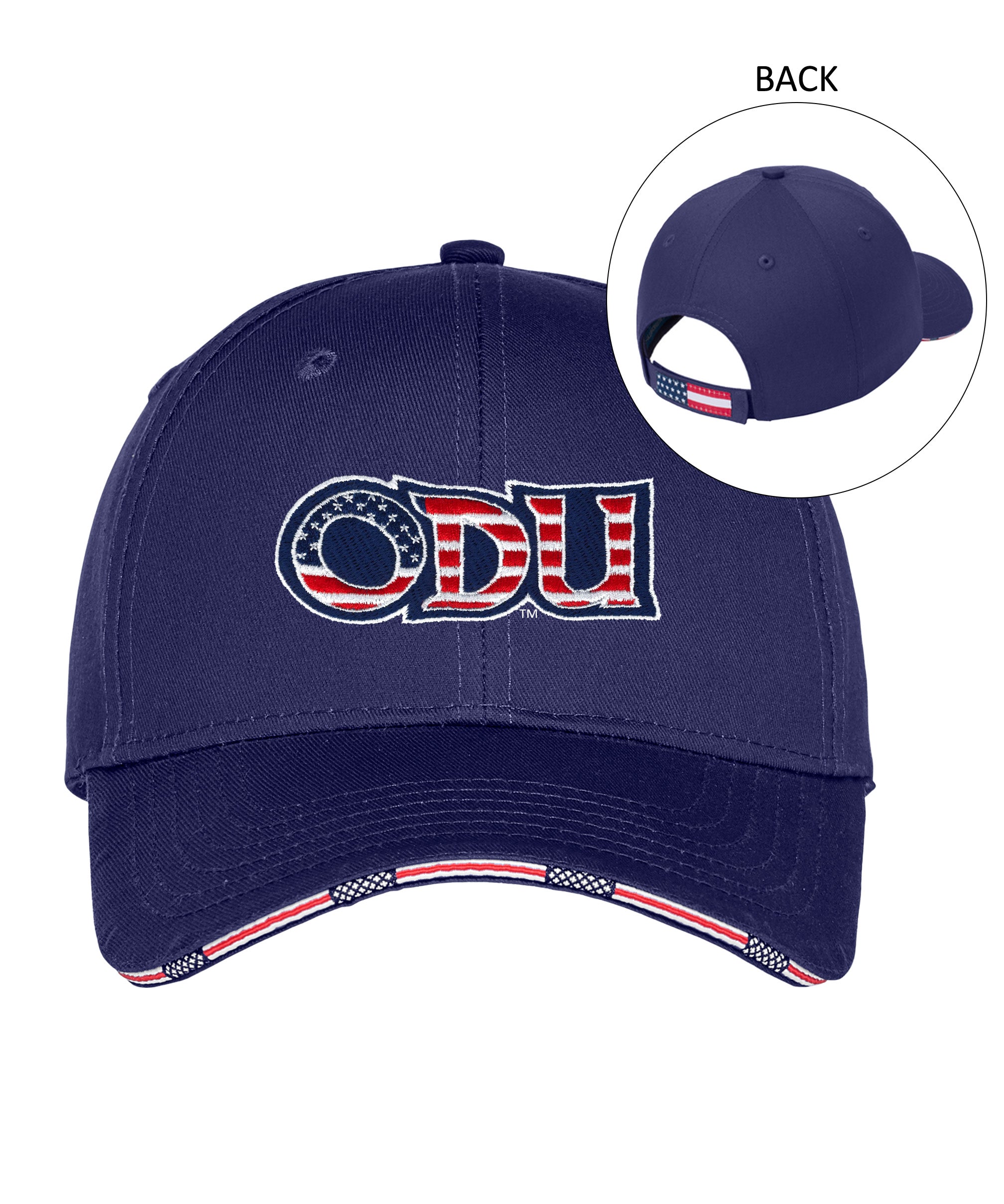 Old Dominion University, ODU Military - Military Logo, Americana Flag Sandwich Cap - Navy