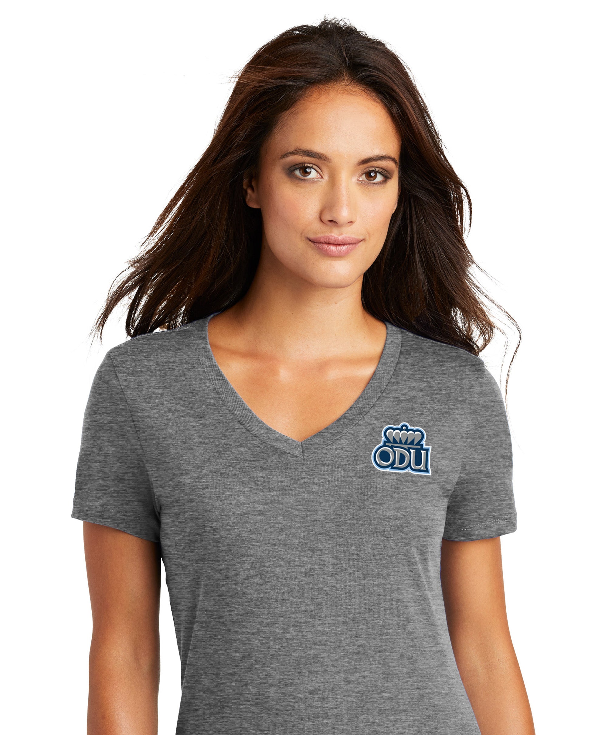 Old Dominion University, ODU Logo, District ® Women’s Perfect Weight ® V-Neck T-Shirt - Heathered Nickel