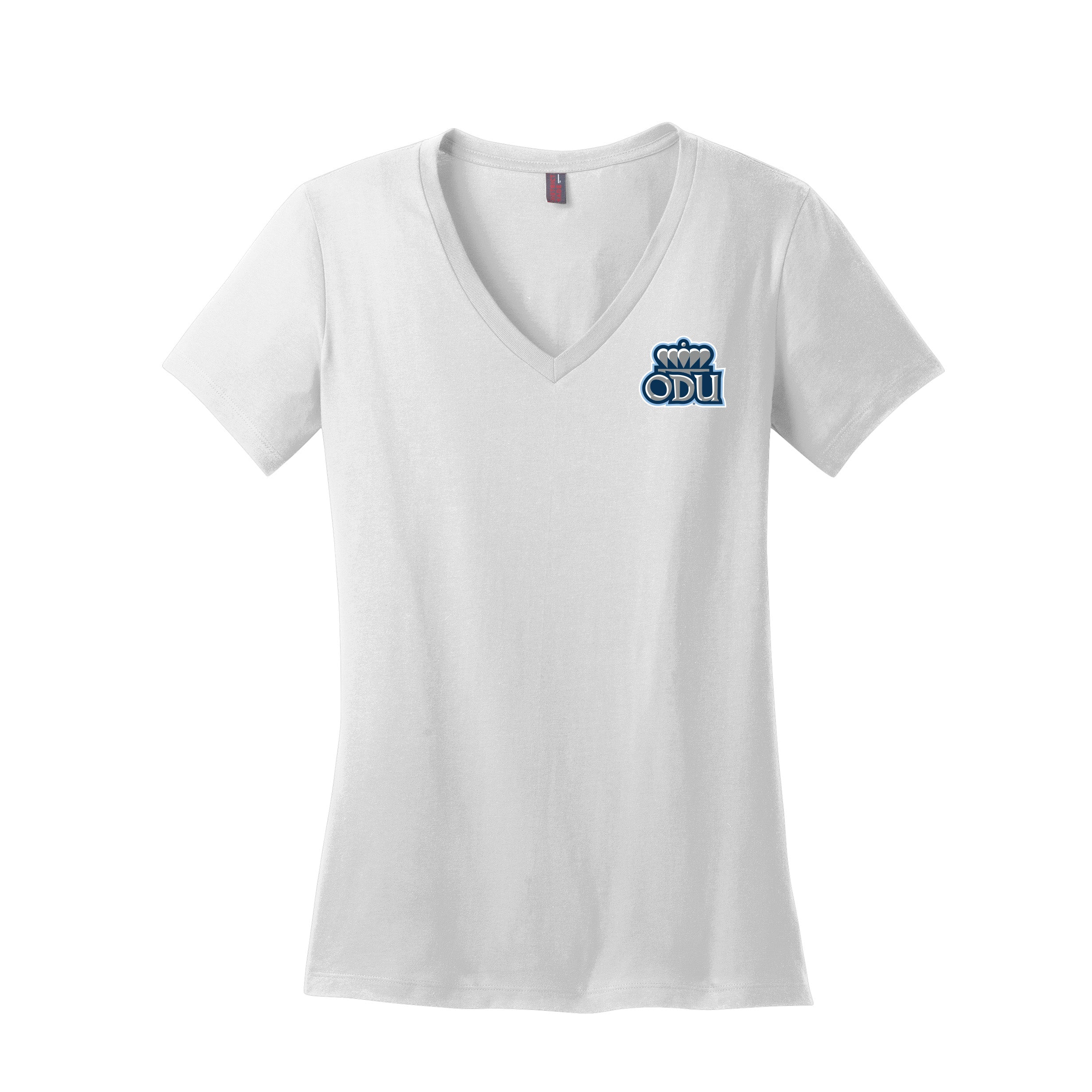 Old Dominion University, ODU Logo, District ® Women’s Perfect Weight ® V-Neck T-Shirt - White