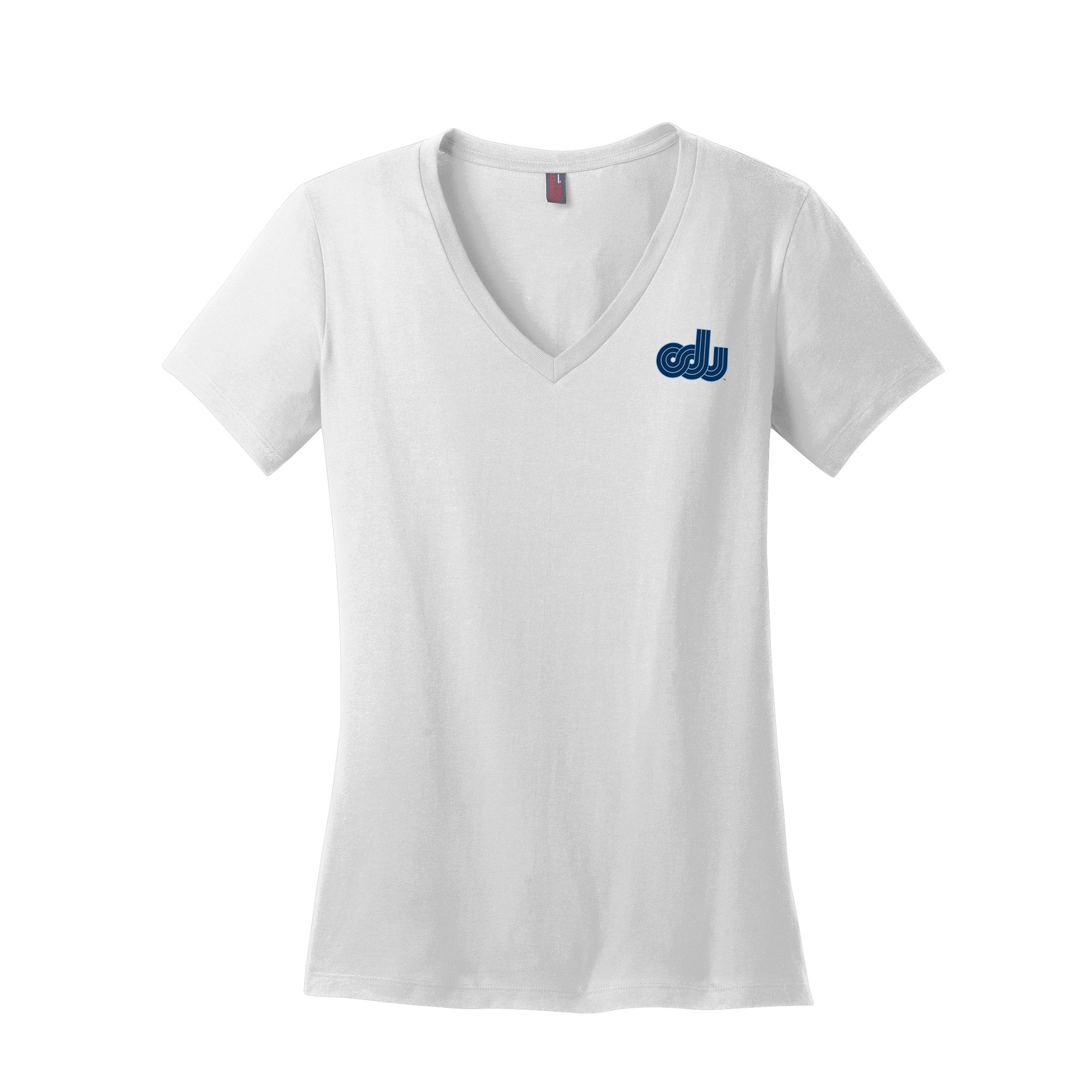 Old Dominion University, ODU Vintage Logo10, District ® Women’s Perfect Weight ® V-Neck T-Shirt - White