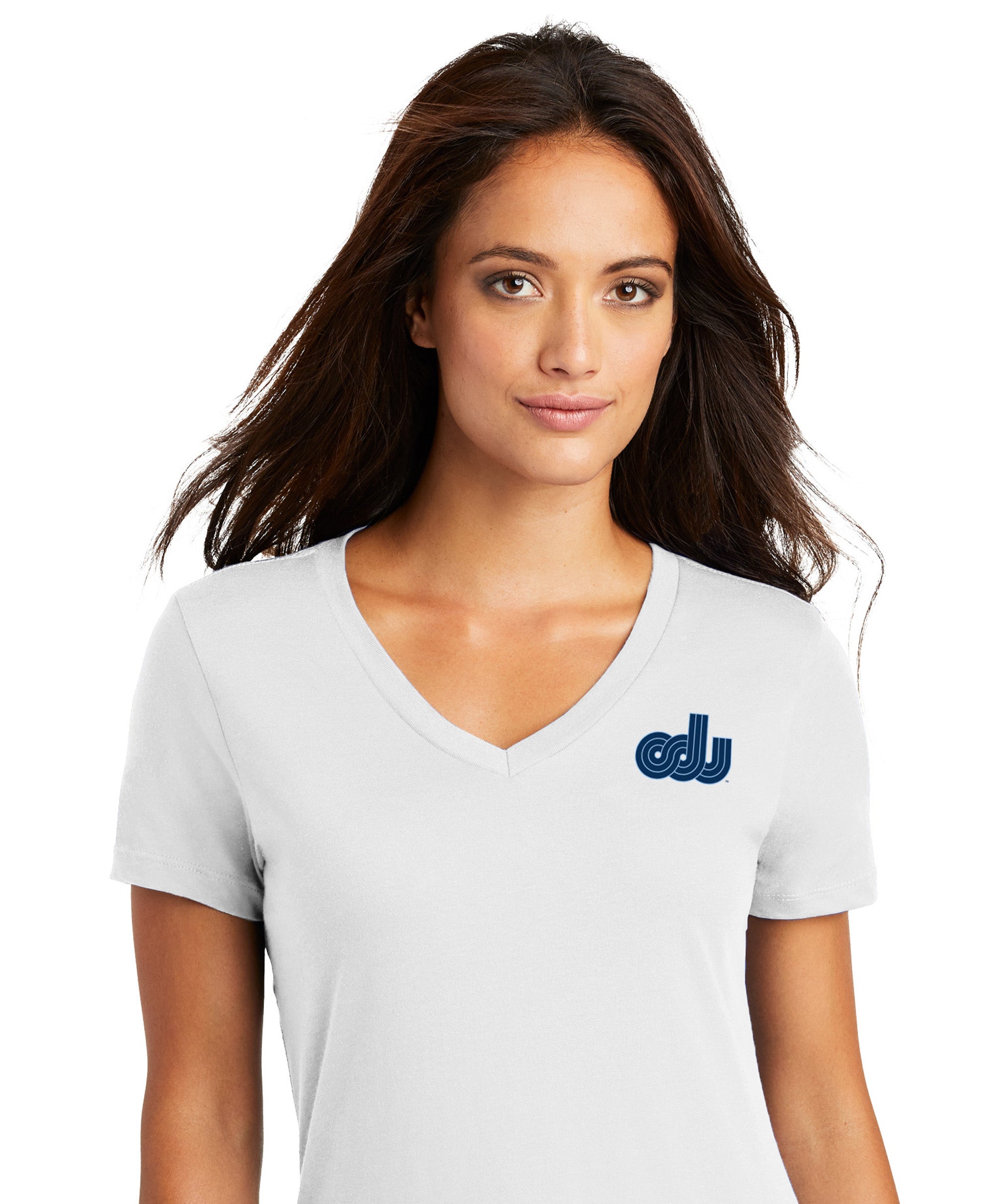 Old Dominion University, ODU Vintage Logo10, District ® Women’s Perfect Weight ® V-Neck T-Shirt - White