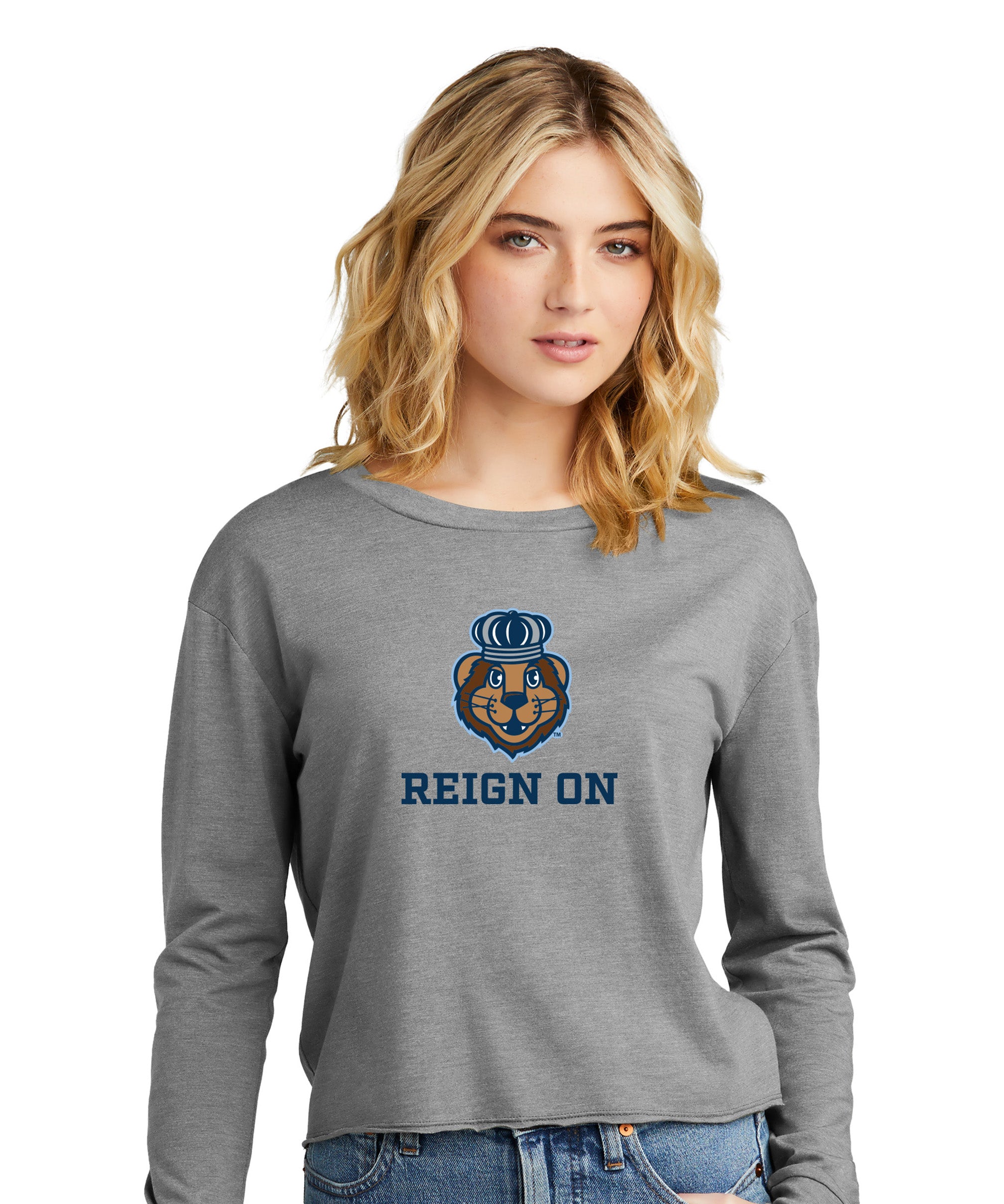 Old Dominion University, Reign On, Logo#24, District® Women’s Perfect Tri® Midi Long Sleeve T-Shirt - Grey