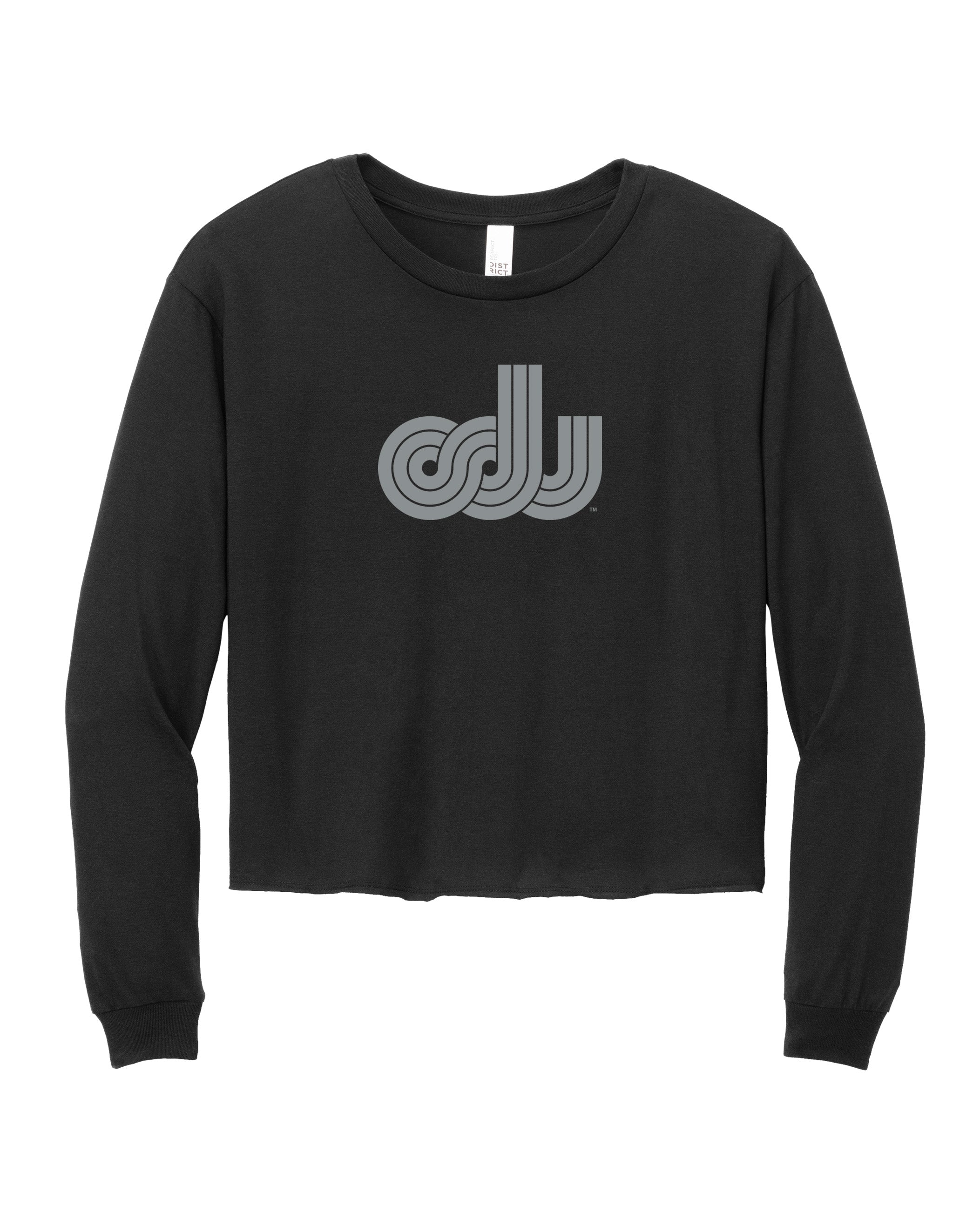 Old Dominion University, ODU Vintage Logo, District® Women’s Perfect Tri® Midi Long Sleeve T-Shirt- Black