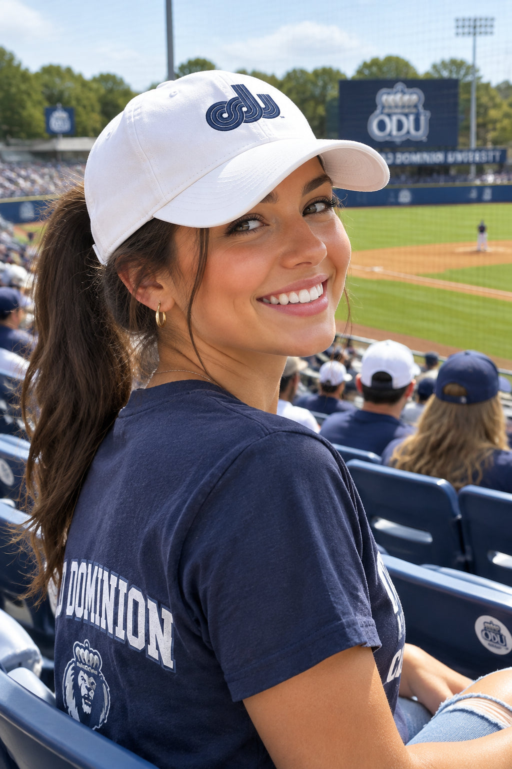 Old Dominion University, Vintage, Women's Perforated Performance Cap White pony tail