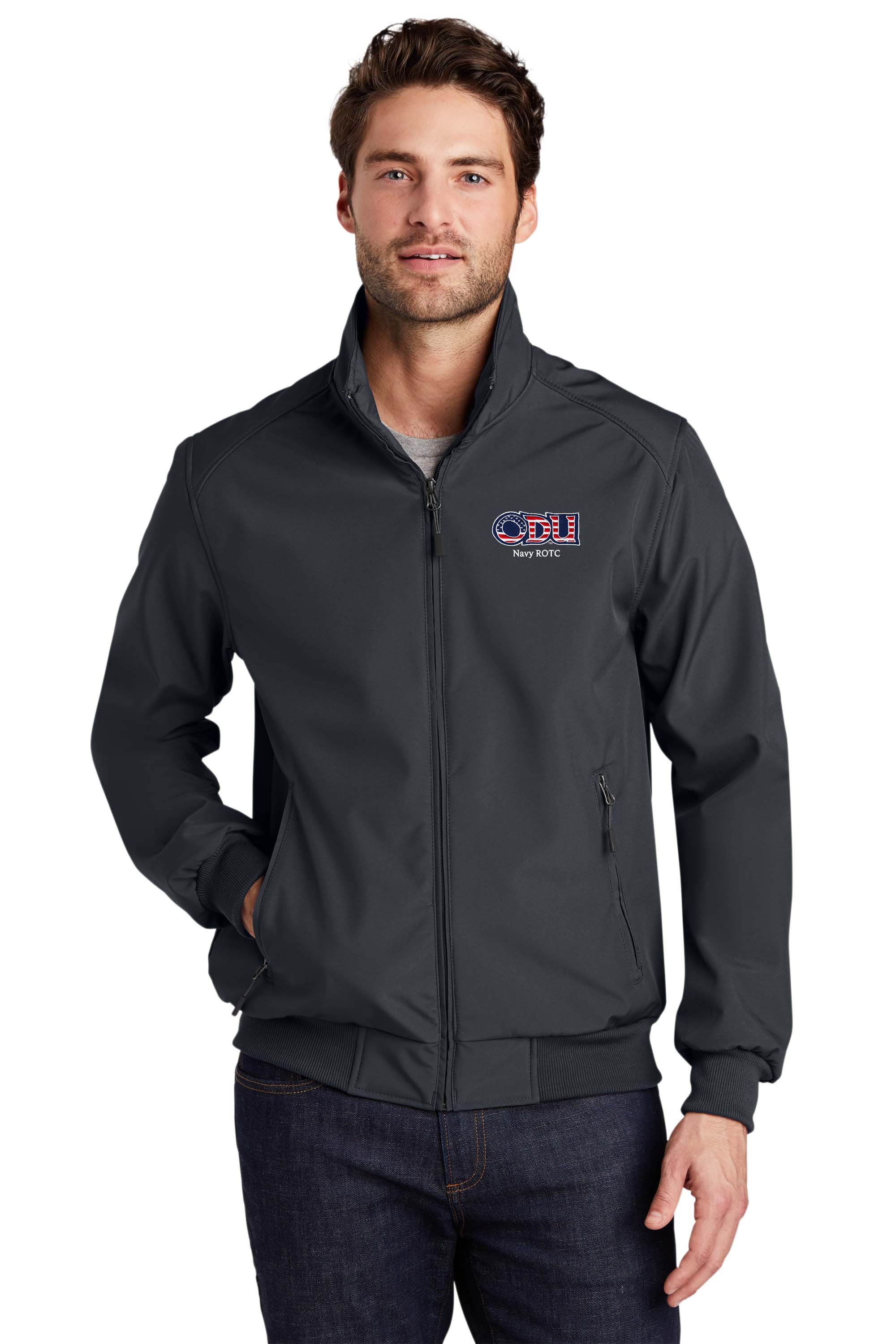 Old Dominion University, ODU Military - Navy ROTC , Port Authority® Soft Shell Bomber Jacket - Grey